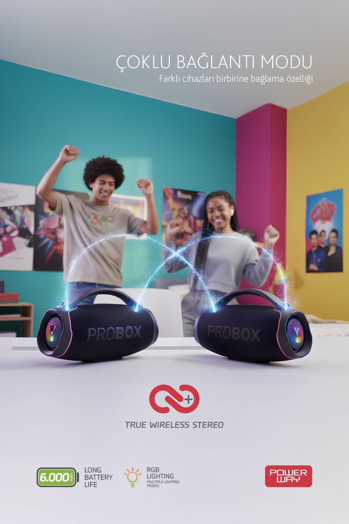 Probox 110W Güç Usb Hafıza Kartı Aux Fm Led Işıklı Bluetooth Hoparlör Hi-Fi Ses Bombası