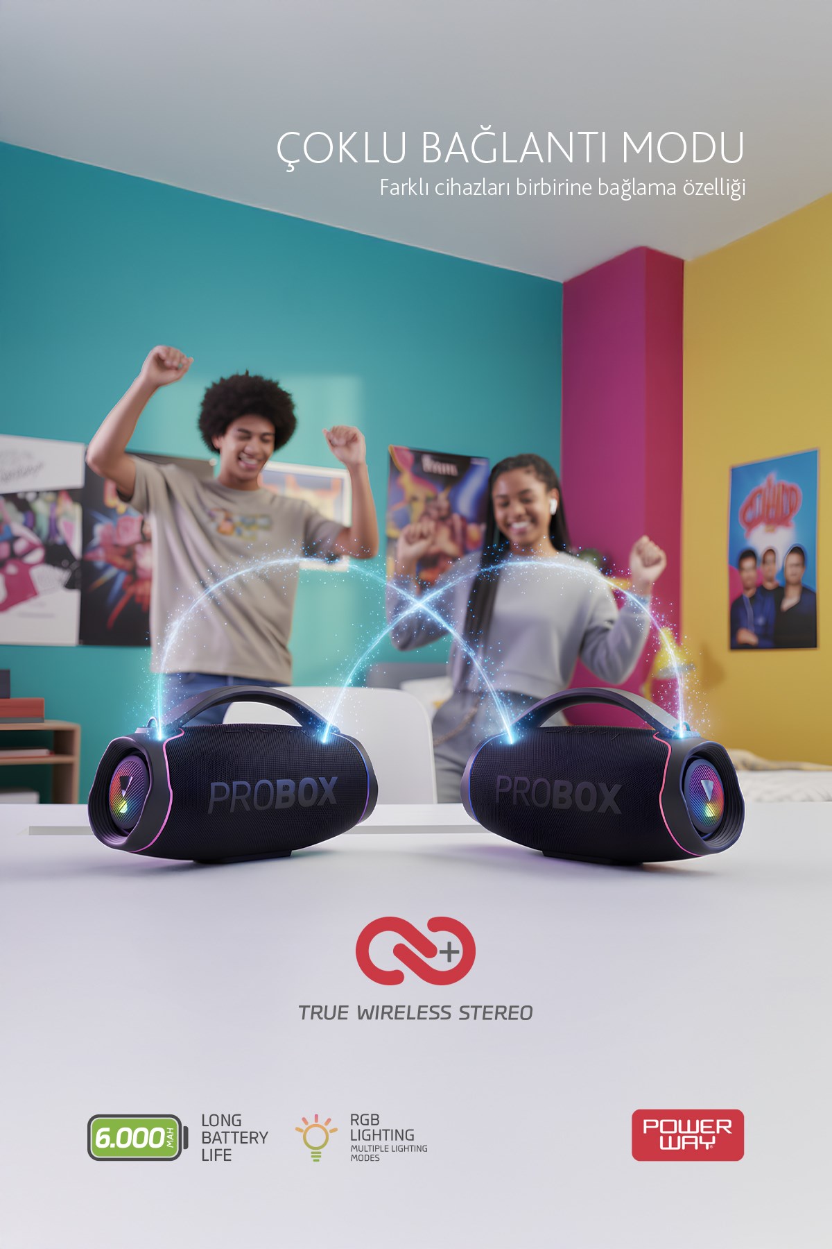 Probox 110W Güç Usb Hafıza Kartı Aux Fm Led Işıklı Bluetooth Hoparlör Hi-Fi Ses Bombası