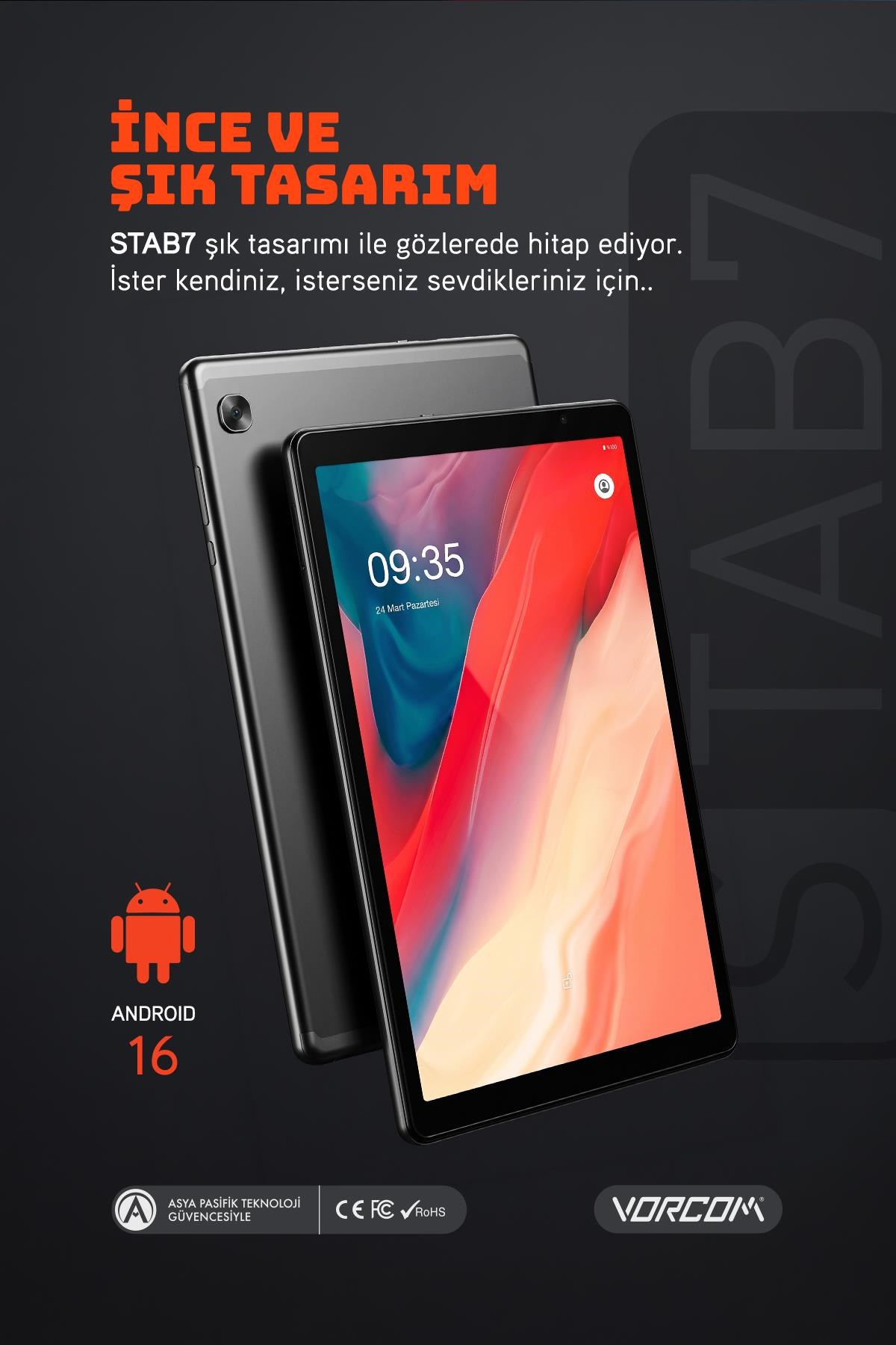 Vorcom STAB7 Siyah 10.1 Inc 3 GB Ram 64 GB Hafıza 8 Çekirdek İşlemcili Tablet