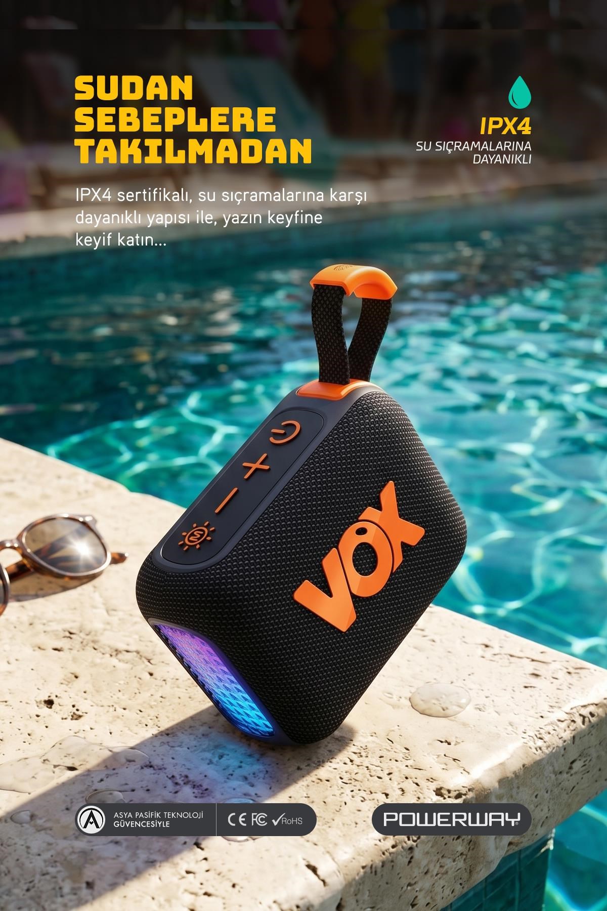 Vox Usb Hafıza Kartı Aux Led Işıklı Bluetooth Hoparlör Hi-Fi Ses Bombası