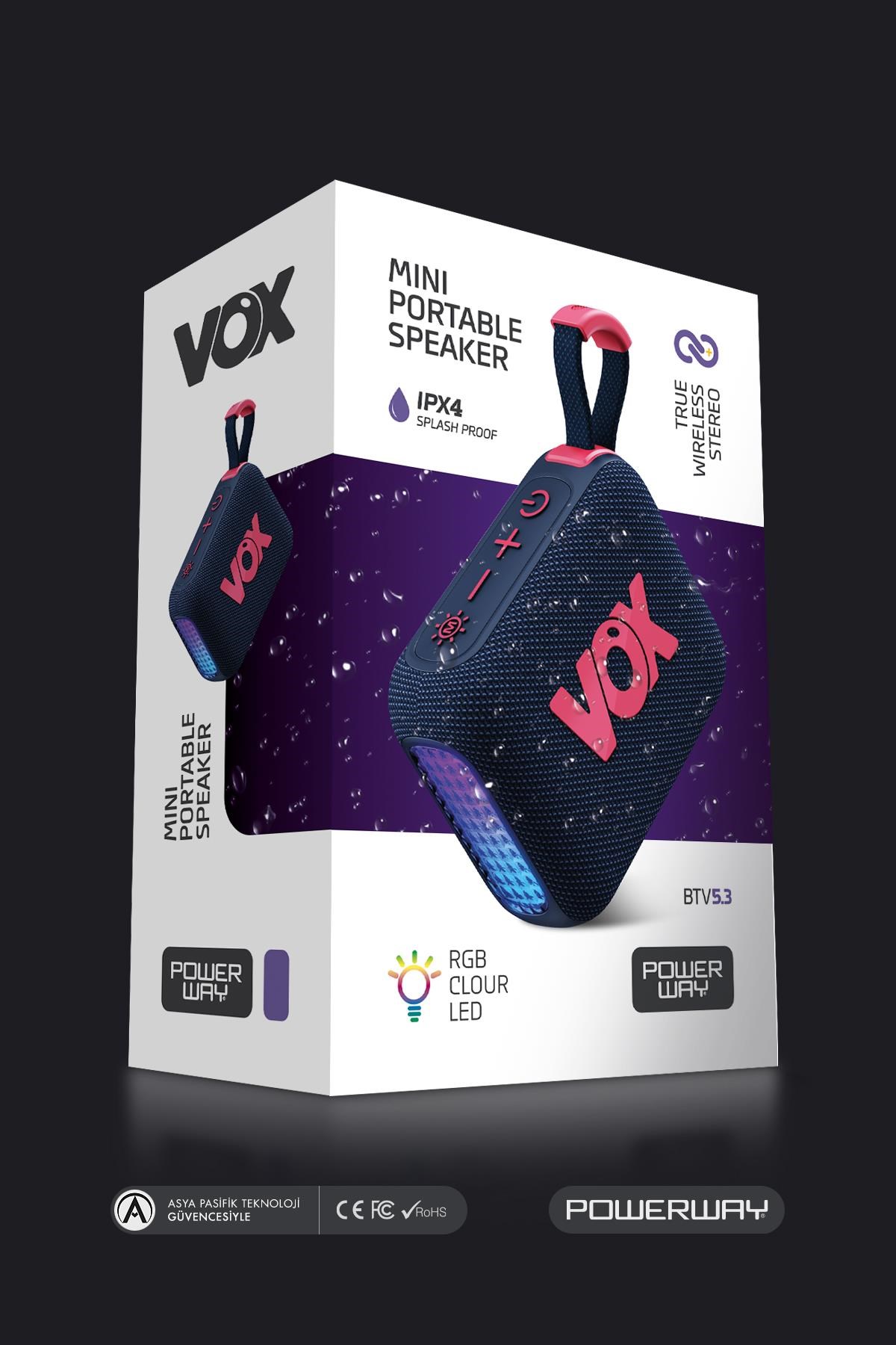 Vox Usb Hafıza Kartı Aux Led Işıklı Bluetooth Hoparlör Hi-Fi Ses Bombası