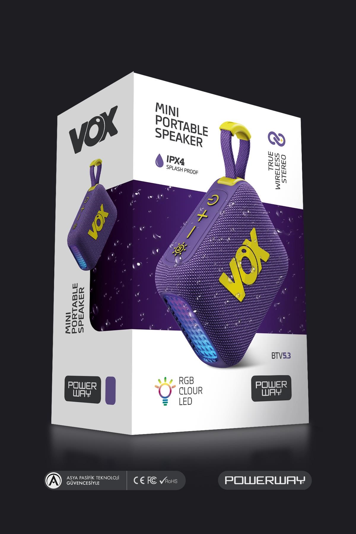 Vox Usb Hafıza Kartı Aux Led Işıklı Bluetooth Hoparlör Hi-Fi Ses Bombası