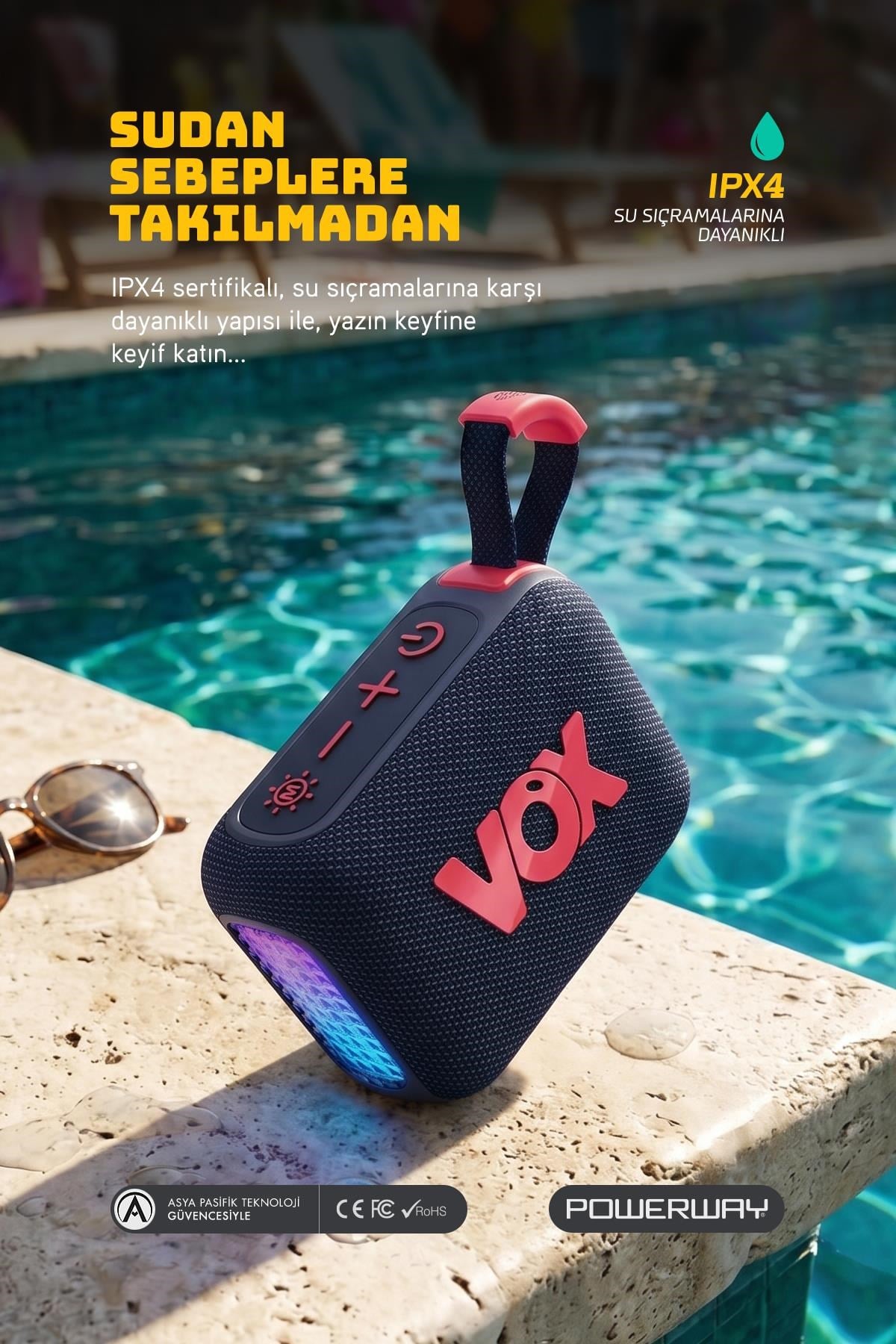 Vox Usb Hafıza Kartı Aux Led Işıklı Bluetooth Hoparlör Hi-Fi Ses Bombası