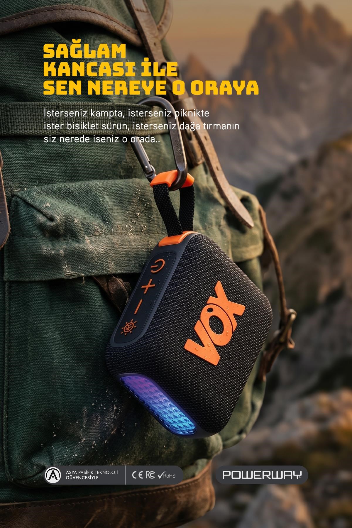 Vox Usb Hafıza Kartı Aux Led Işıklı Bluetooth Hoparlör Hi-Fi Ses Bombası