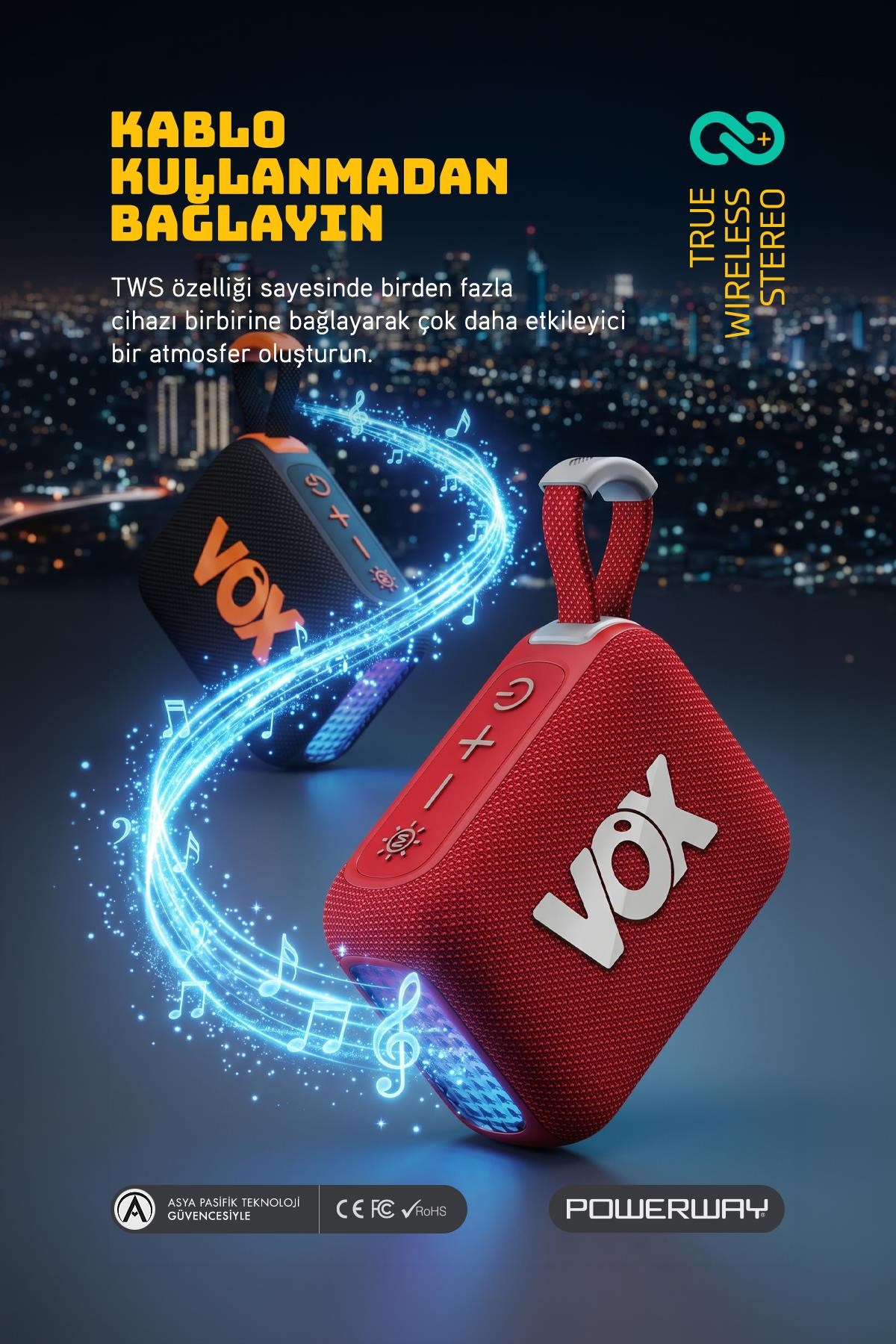 Vox Usb Hafıza Kartı Aux Led Işıklı Bluetooth Hoparlör Hi-Fi Ses Bombası