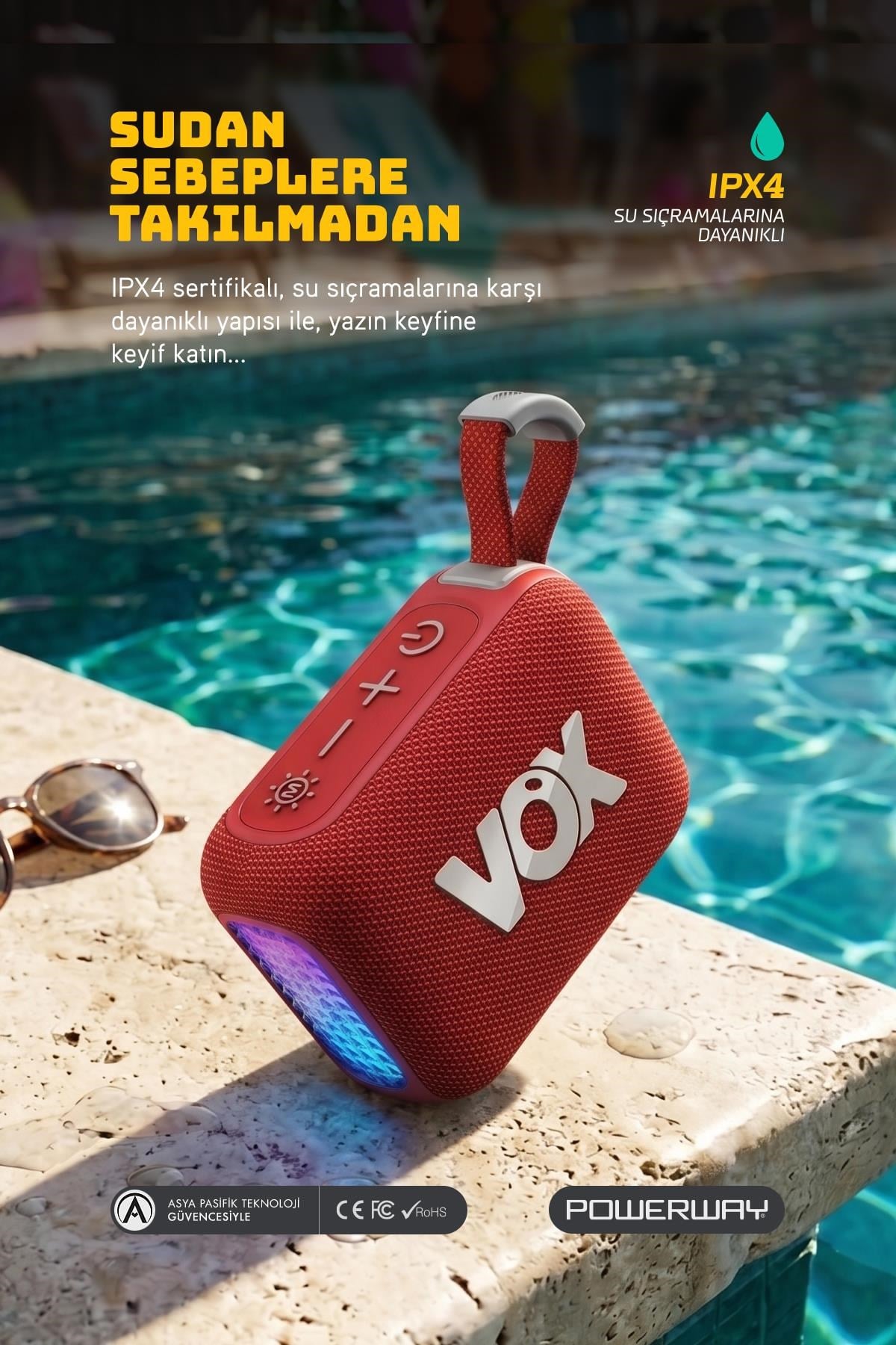 Vox Usb Hafıza Kartı Aux Led Işıklı Bluetooth Hoparlör Hi-Fi Ses Bombası
