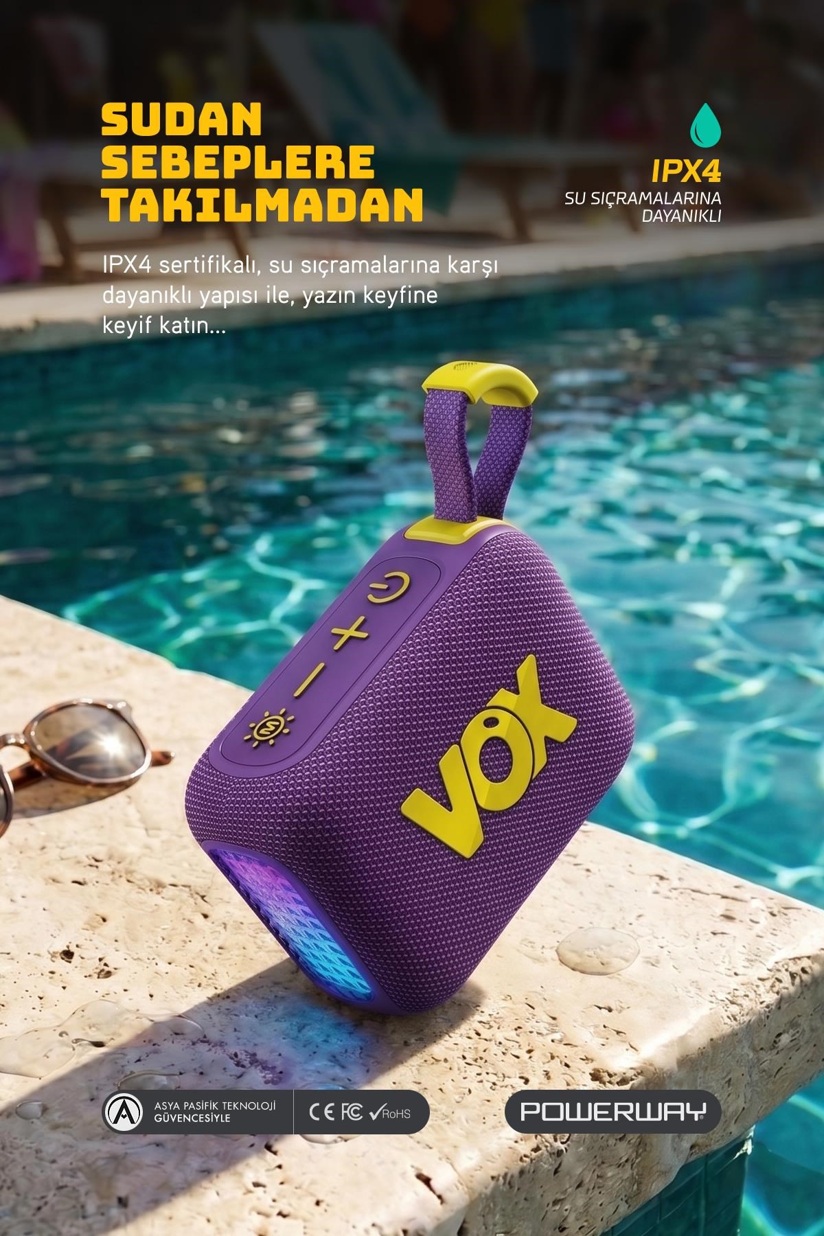 Vox Usb Hafıza Kartı Aux Led Işıklı Bluetooth Hoparlör Hi-Fi Ses Bombası