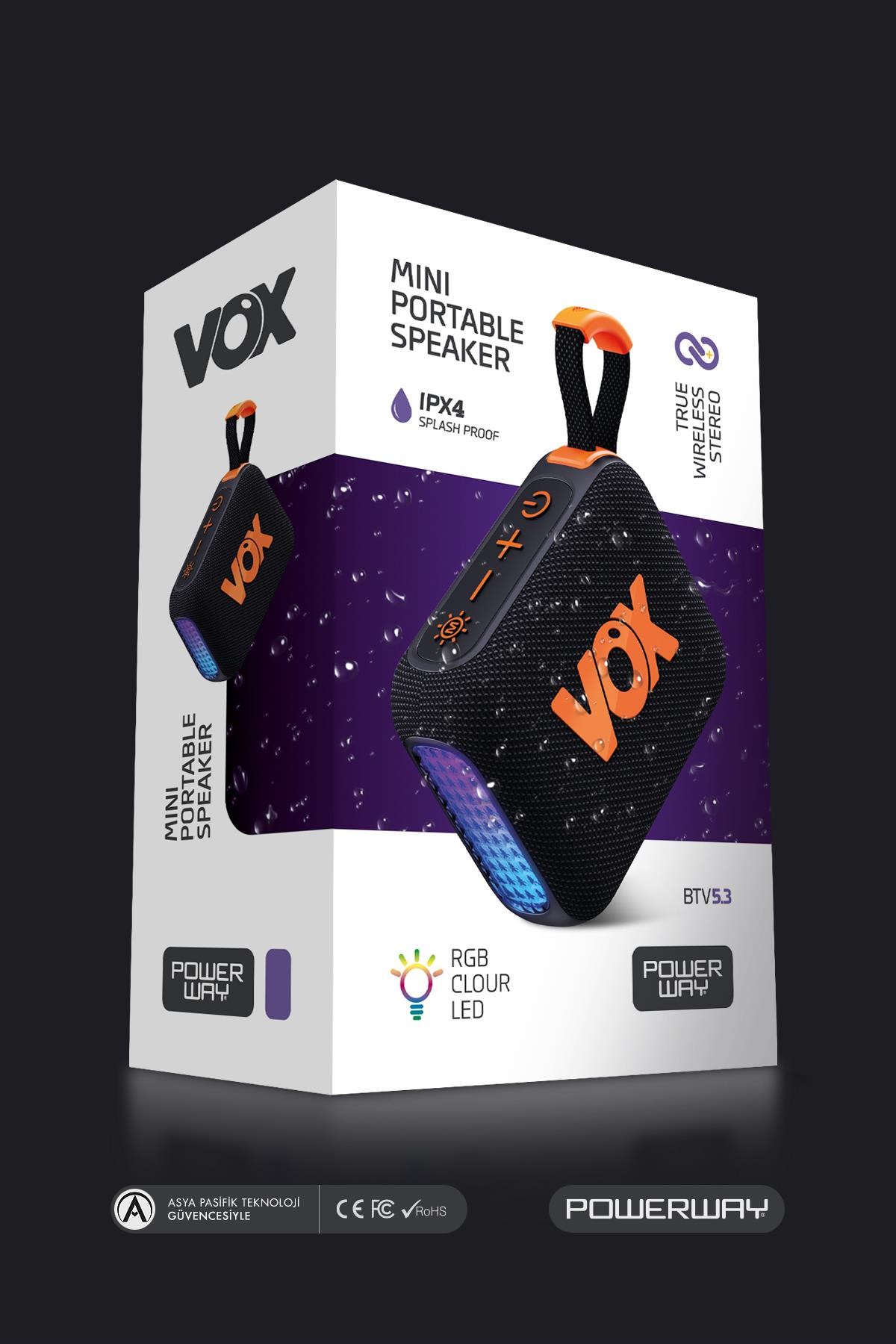 Vox Usb Hafıza Kartı Aux Led Işıklı Bluetooth Hoparlör Hi-Fi Ses Bombası