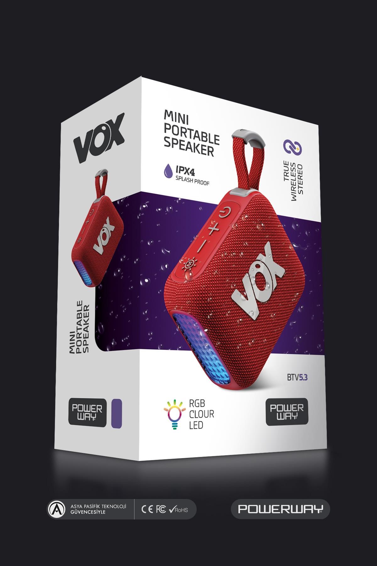 Vox Usb Hafıza Kartı Aux Led Işıklı Bluetooth Hoparlör Hi-Fi Ses Bombası