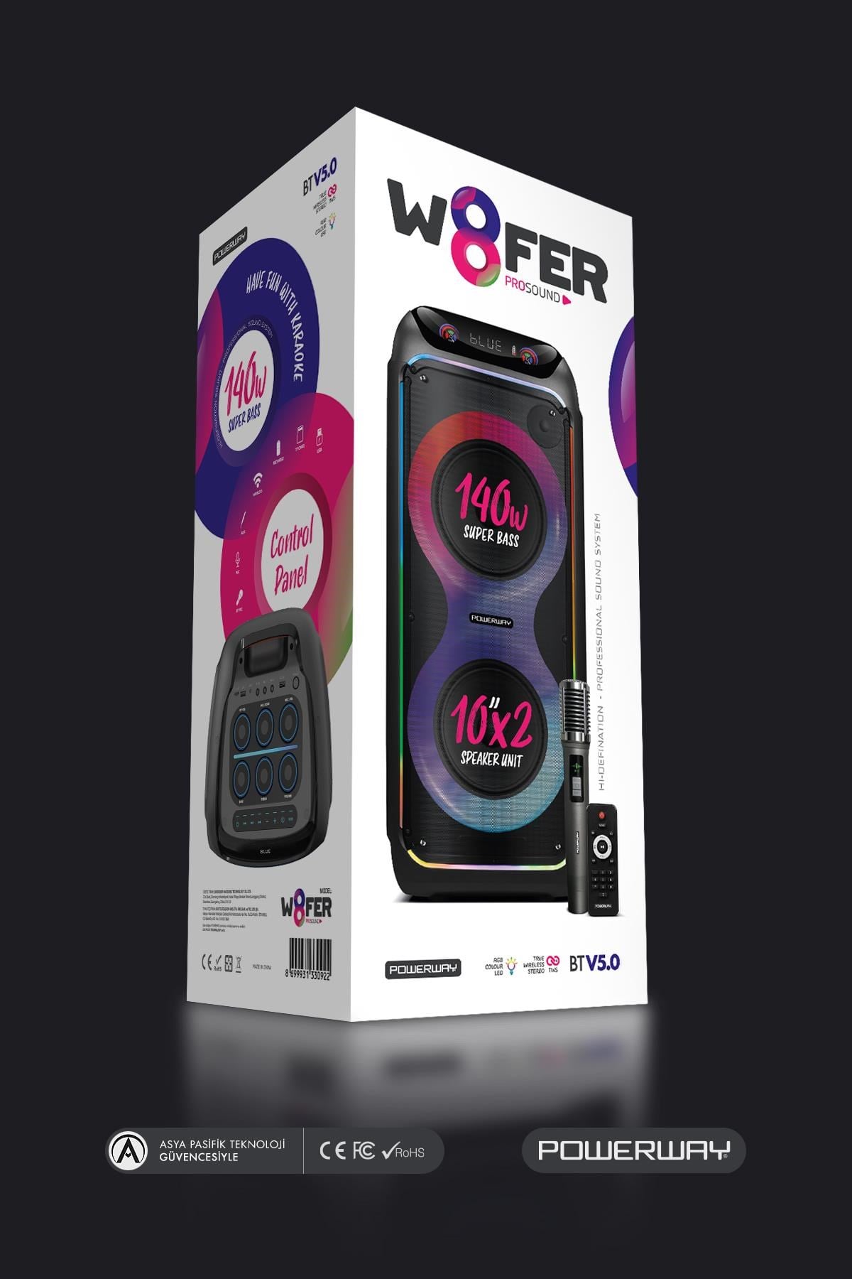 WOOFER 140W Hoparlör Gitar Saz Girişli Karaoke Parti Ses Sistemi Dijital Ekran +Bass