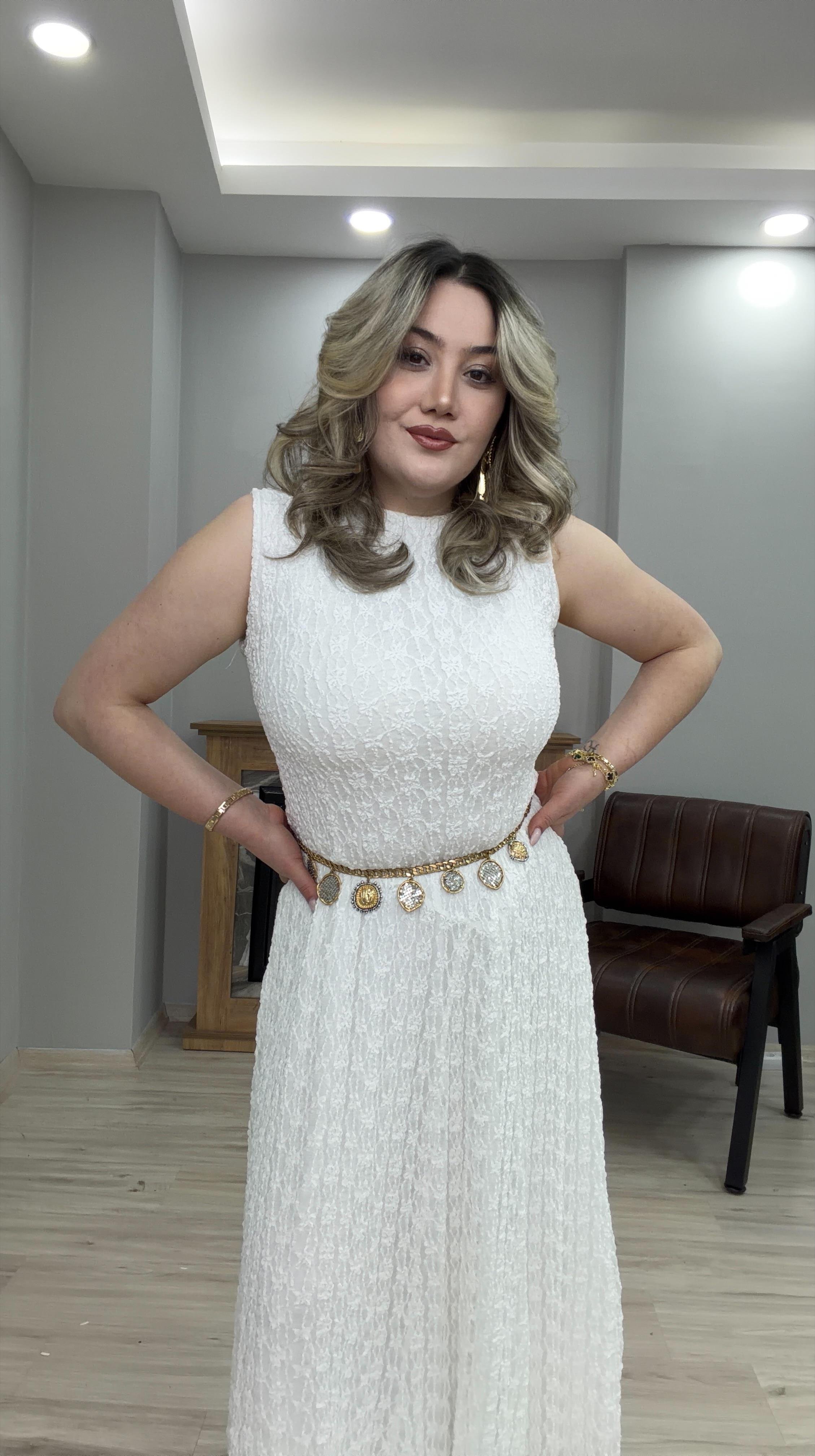 DANTEL MİDİBOY ELBİSE BEYAZ