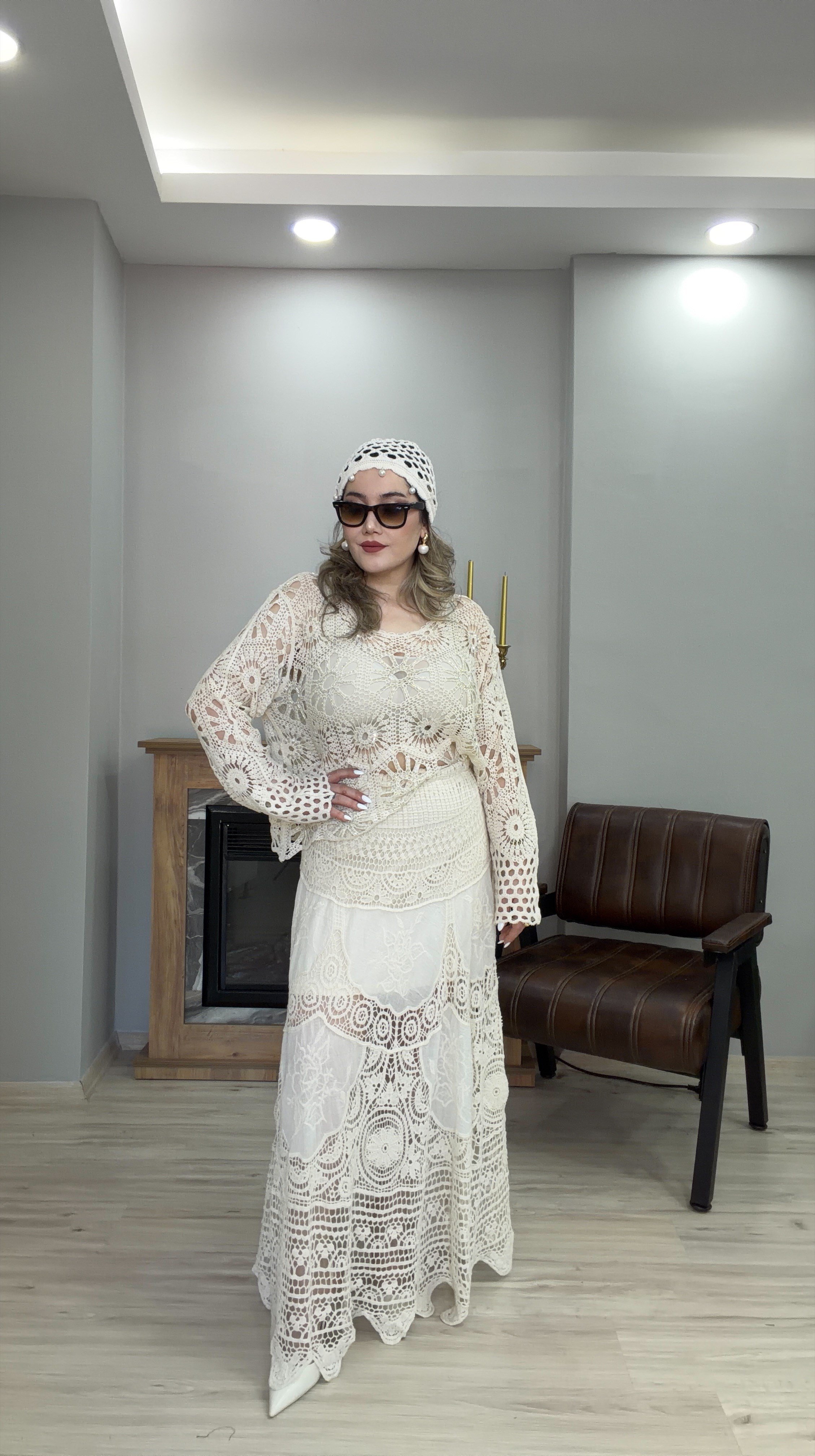 AJURLU FİSTOLU DANTEL TRİKO ETEK 