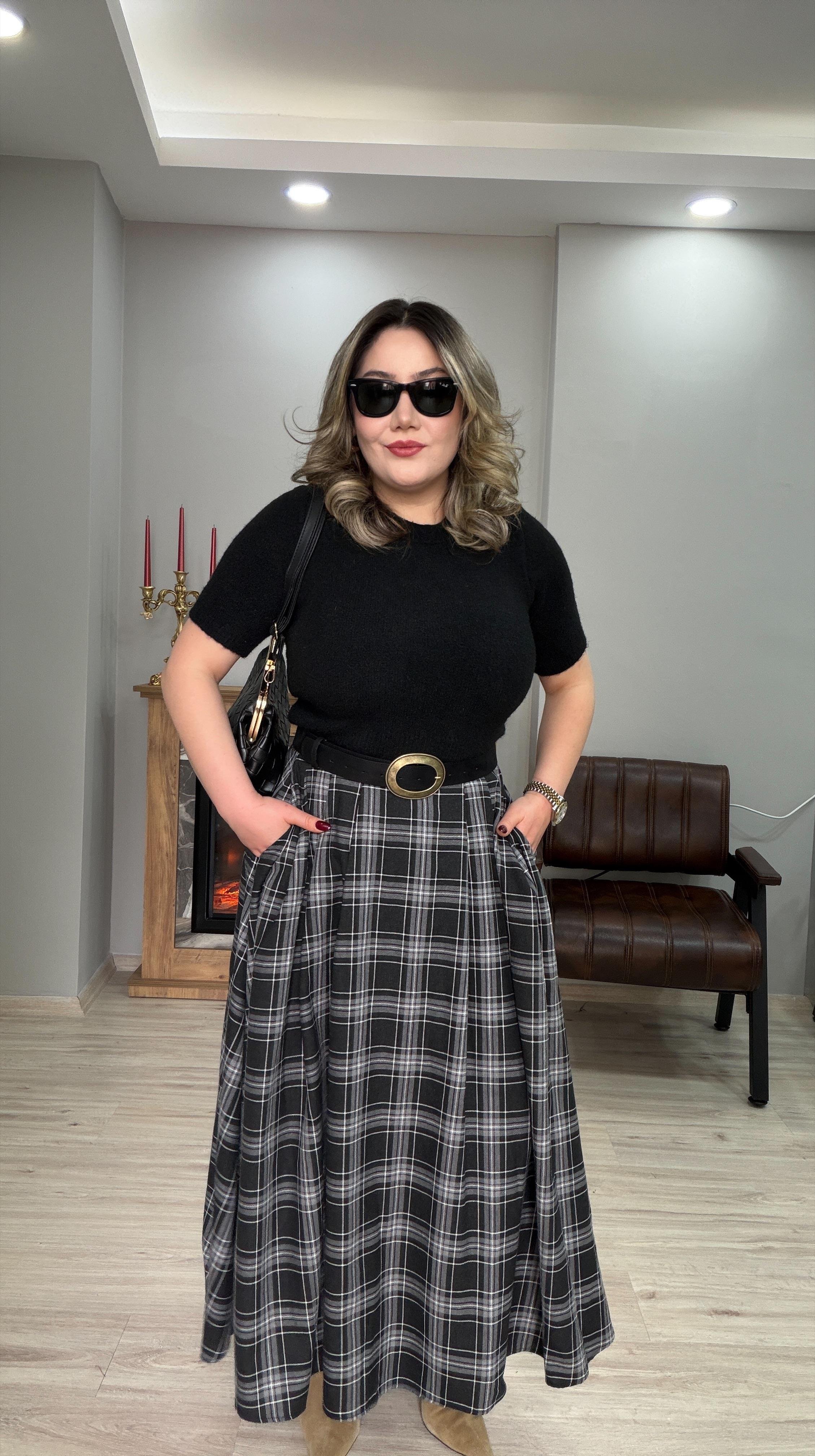 BELDEN LASTİKLİ EKOSE ETEK SİYAH
