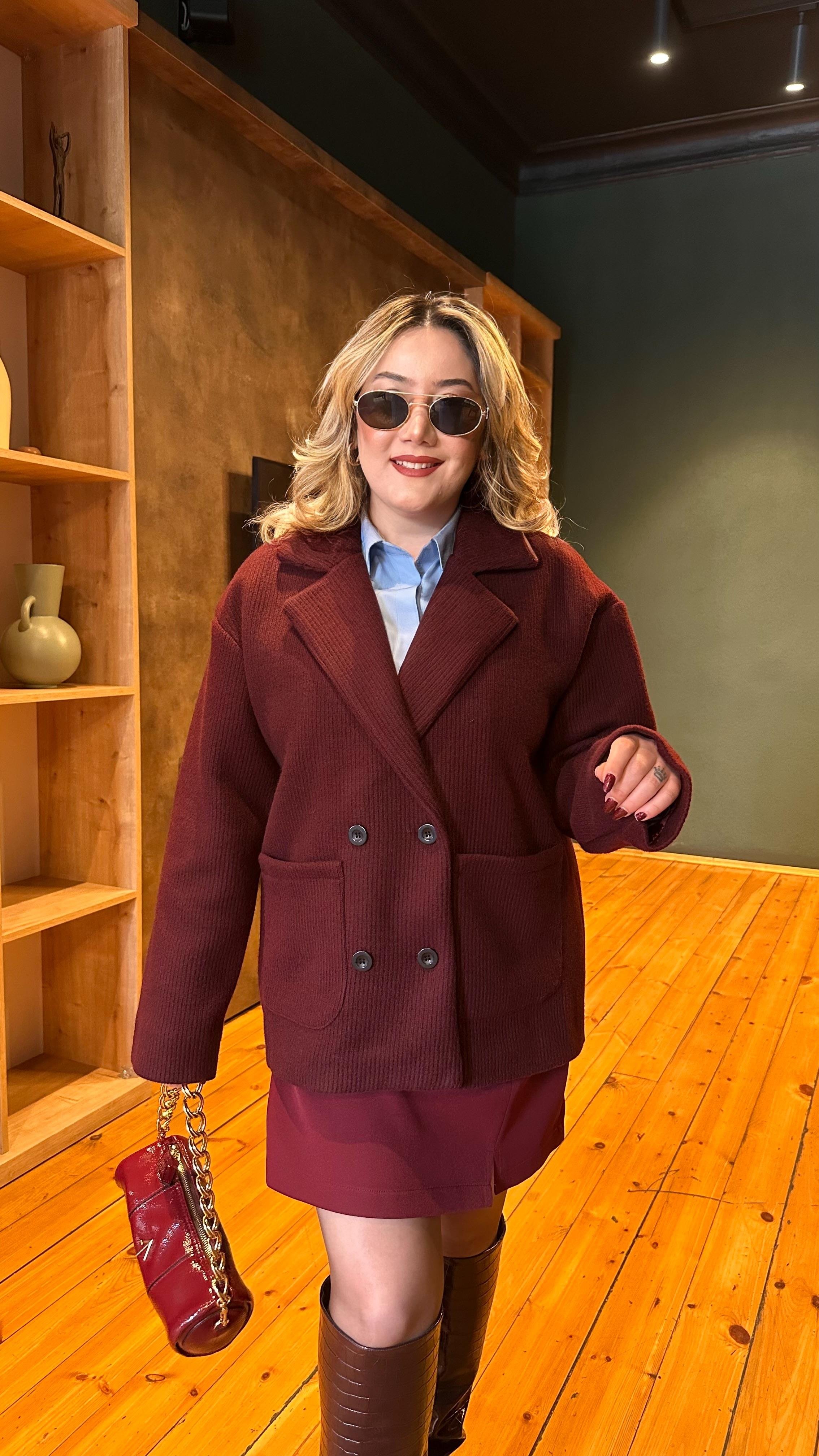 BORDO İÇ ASTARLI HIRKA KABAN