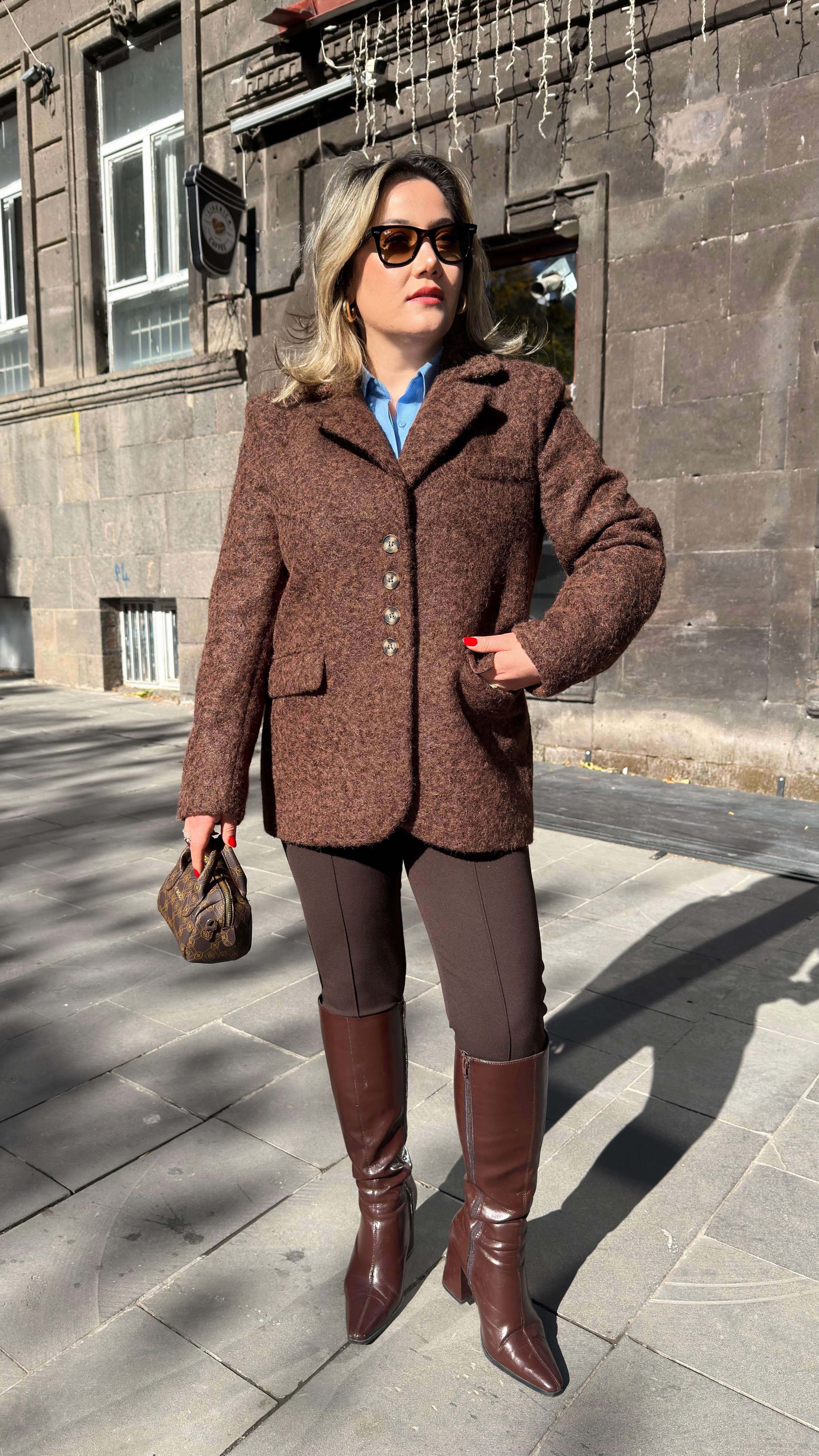 BUKLET BLAZER CEKET KAHVE