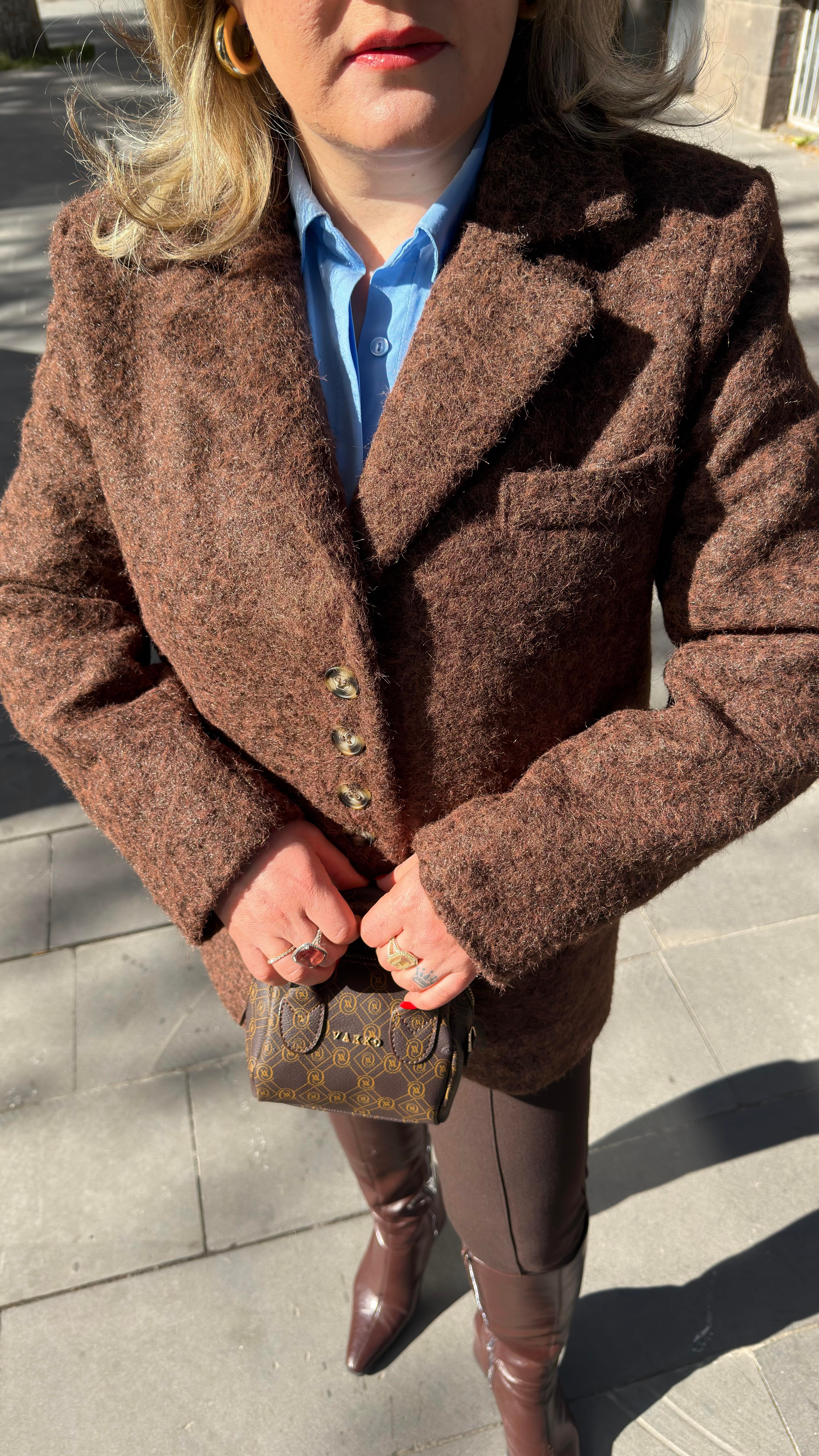 BUKLET BLAZER CEKET KAHVE