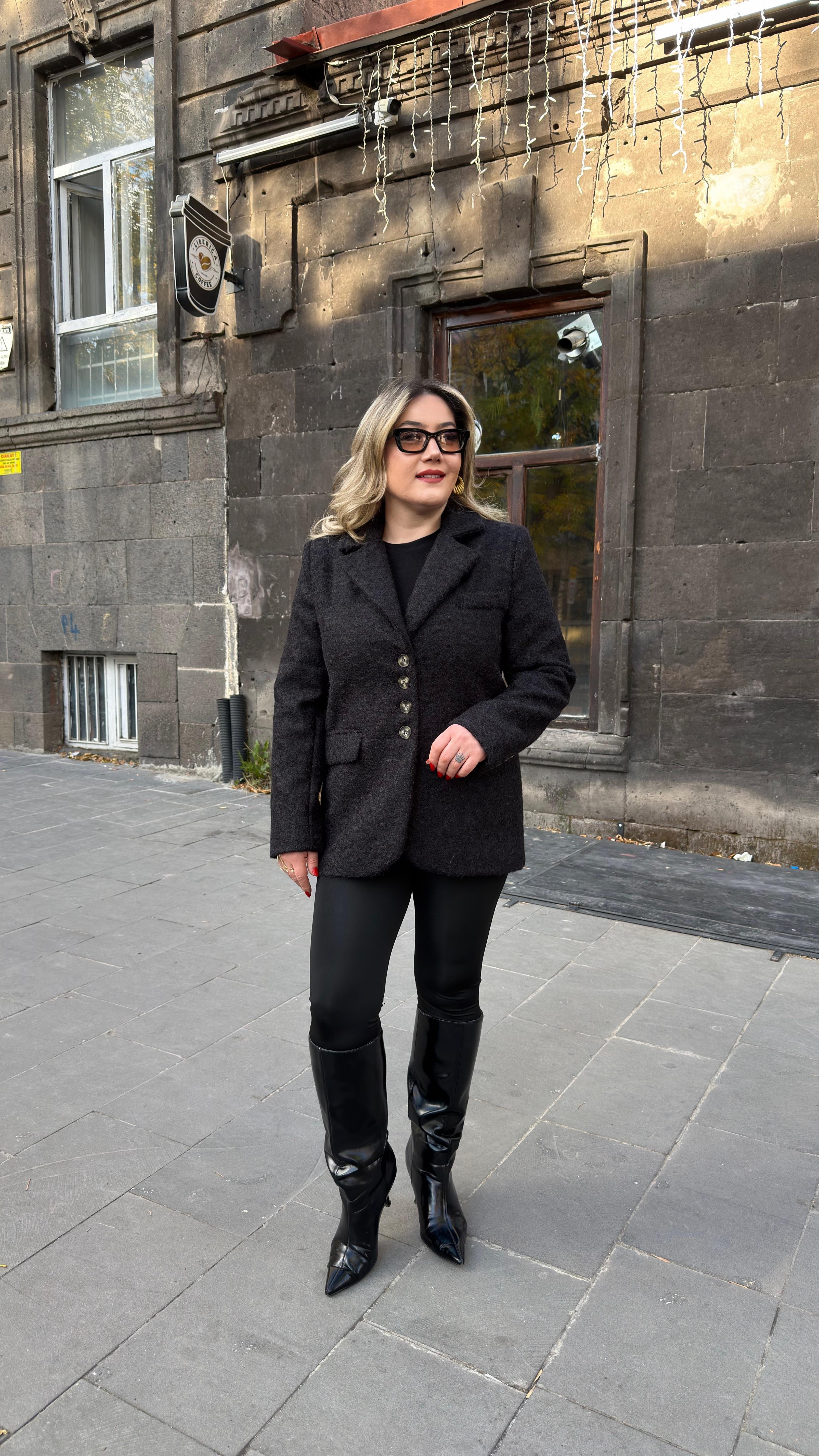BUKLET BLAZER CEKET SİYAH