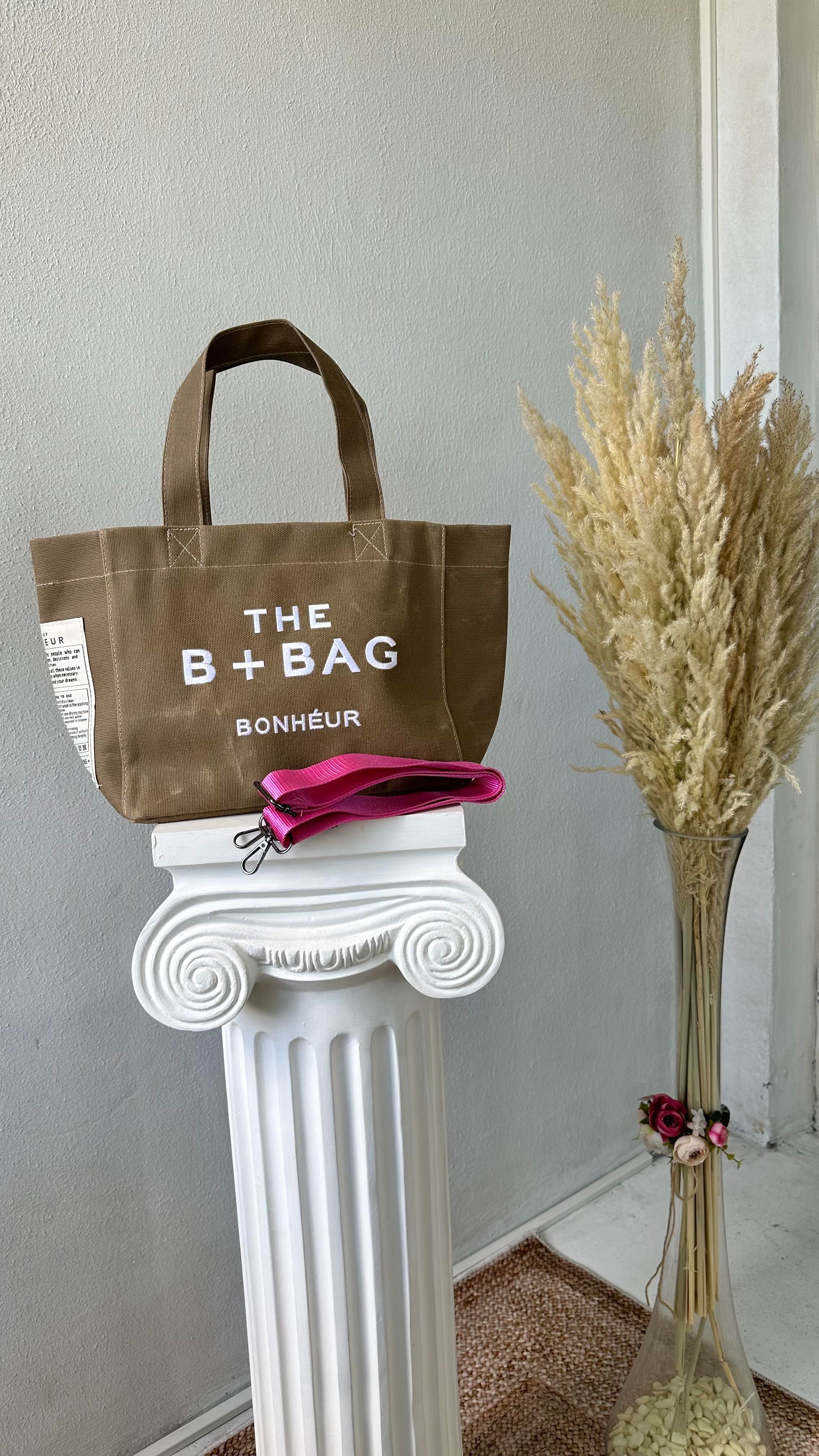 Camel bonjeur kanvas kumaş omuz askılı tote bag çanta