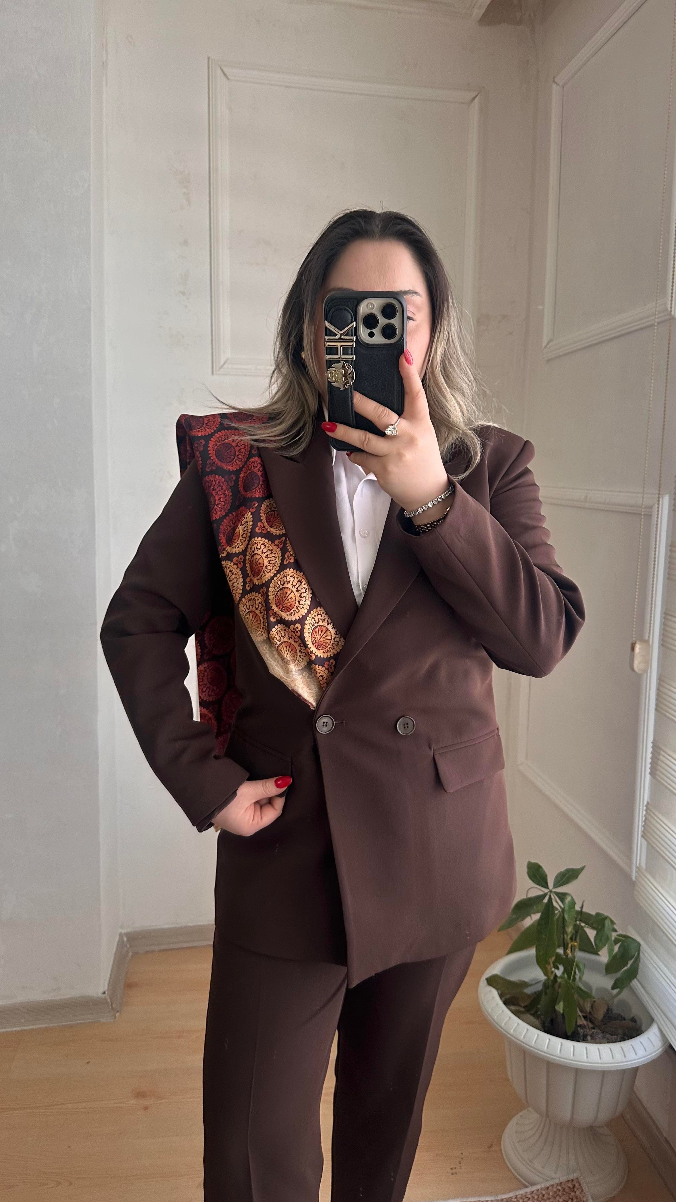 CARROT PANTOLONLU BLAZER CEKET TAKIM ACI KAHVE