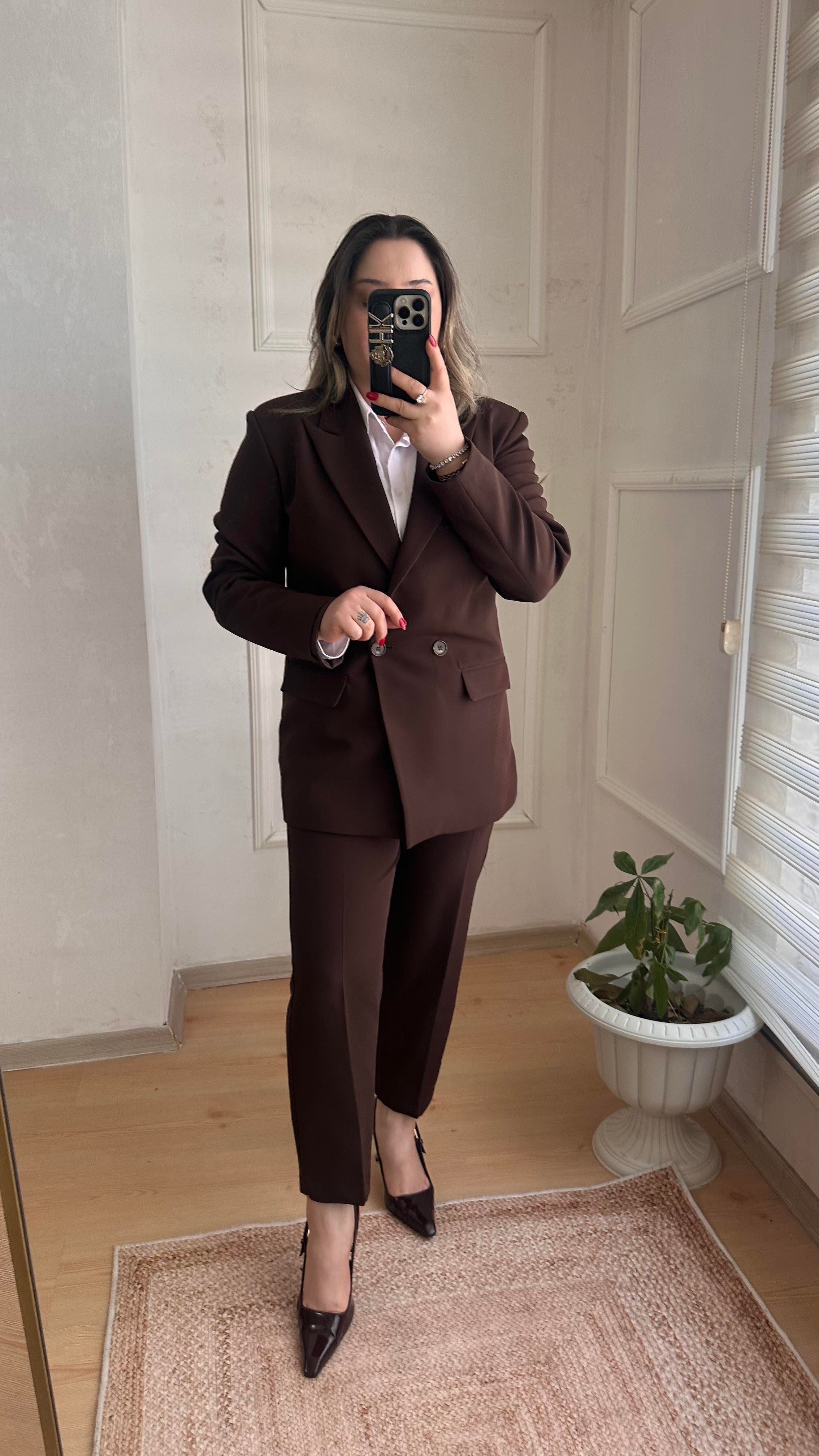 CARROT PANTOLONLU BLAZER CEKET TAKIM ACI KAHVE