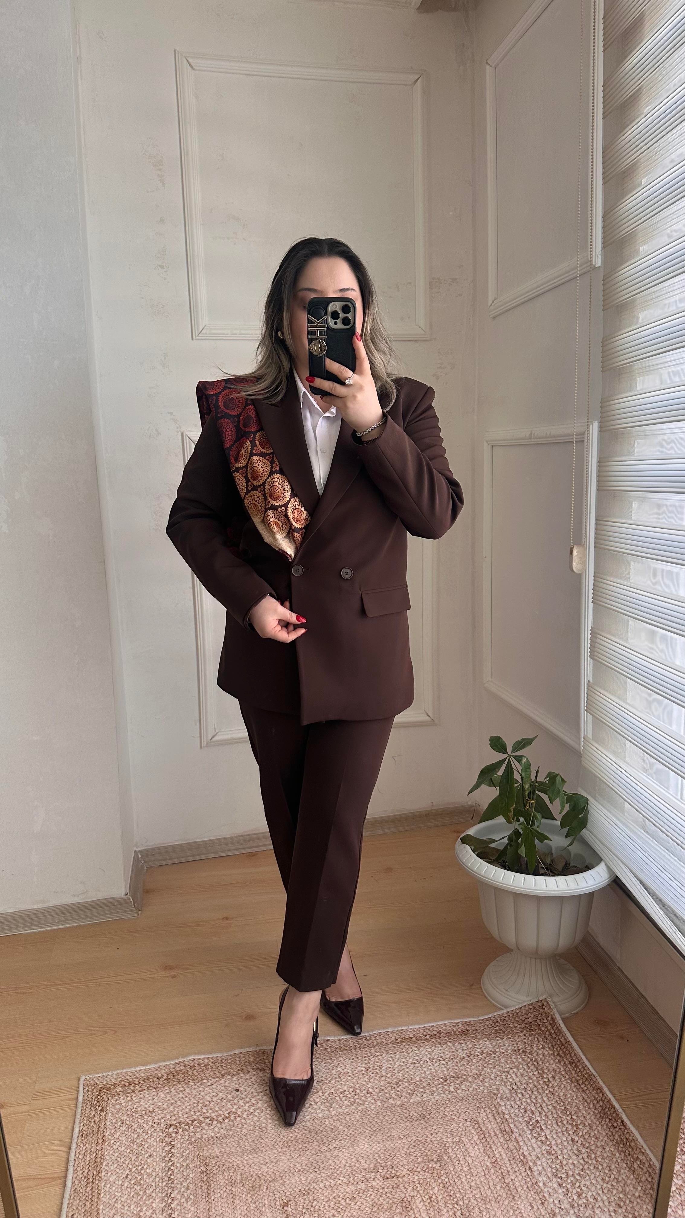 CARROT PANTOLONLU BLAZER CEKET TAKIM ACI KAHVE