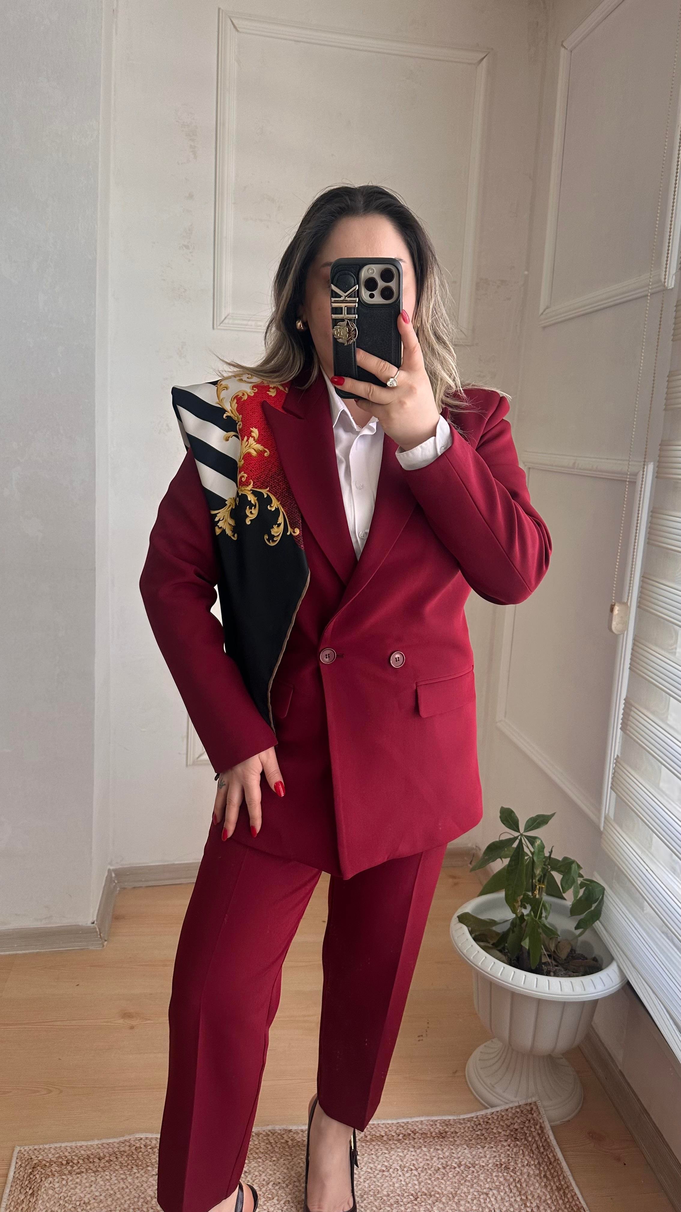 CARROT PANTOLONLU BLAZER CEKET TAKIM BORDO