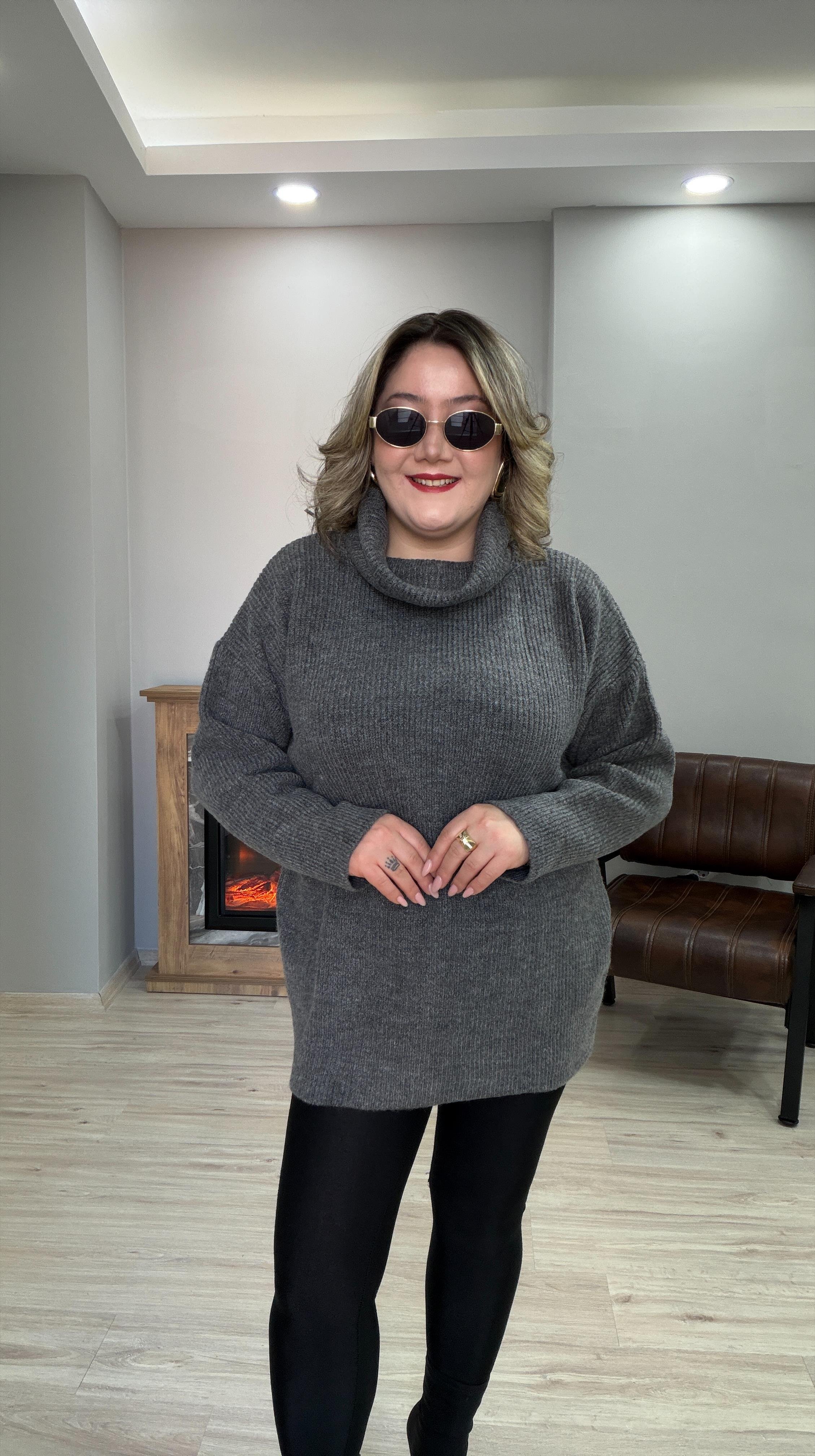 DEGAJE YAKA TUNİK KAZAK ANTRASİT