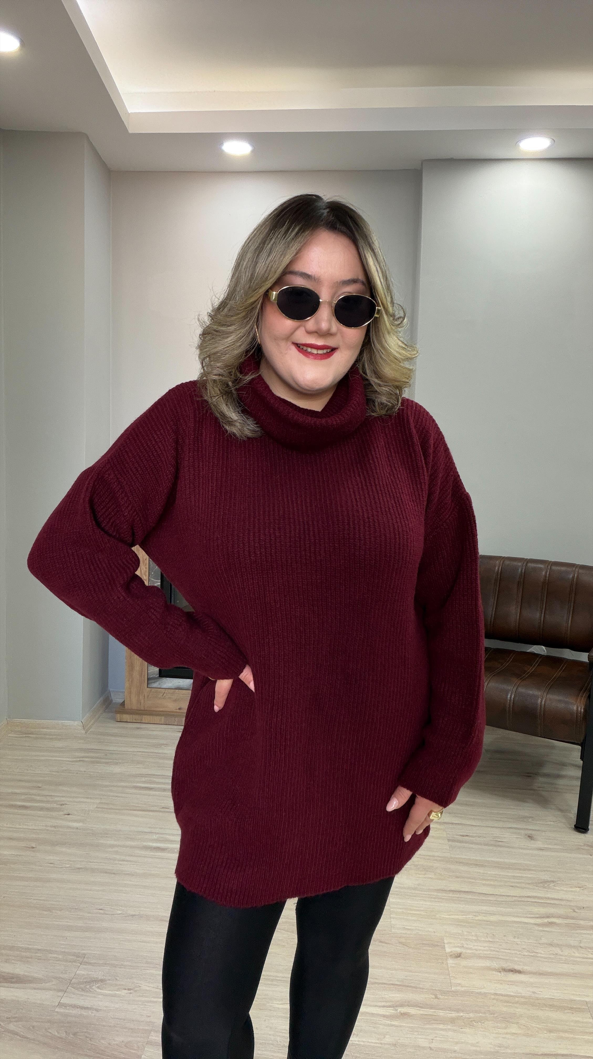 DEGAJE YAKA TUNİK KAZAK BORDO