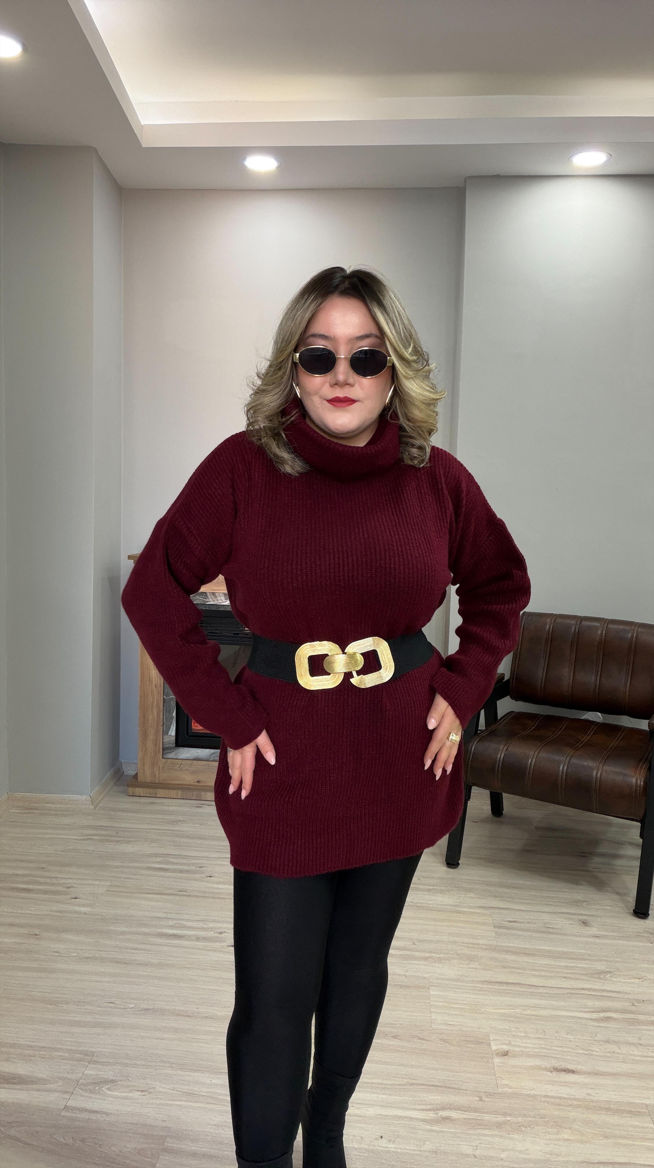 DEGAJE YAKA TUNİK KAZAK BORDO