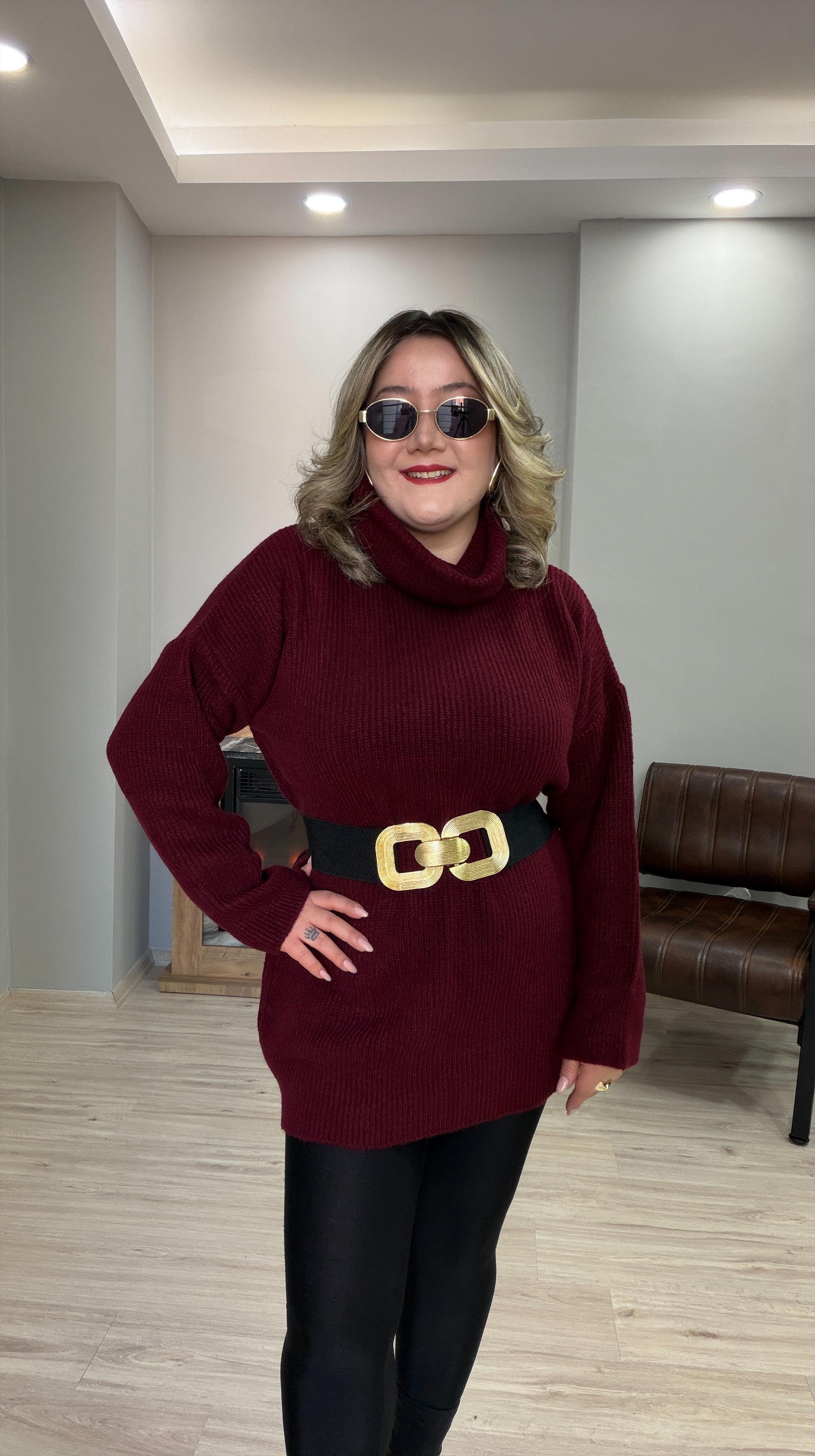 DEGAJE YAKA TUNİK KAZAK BORDO
