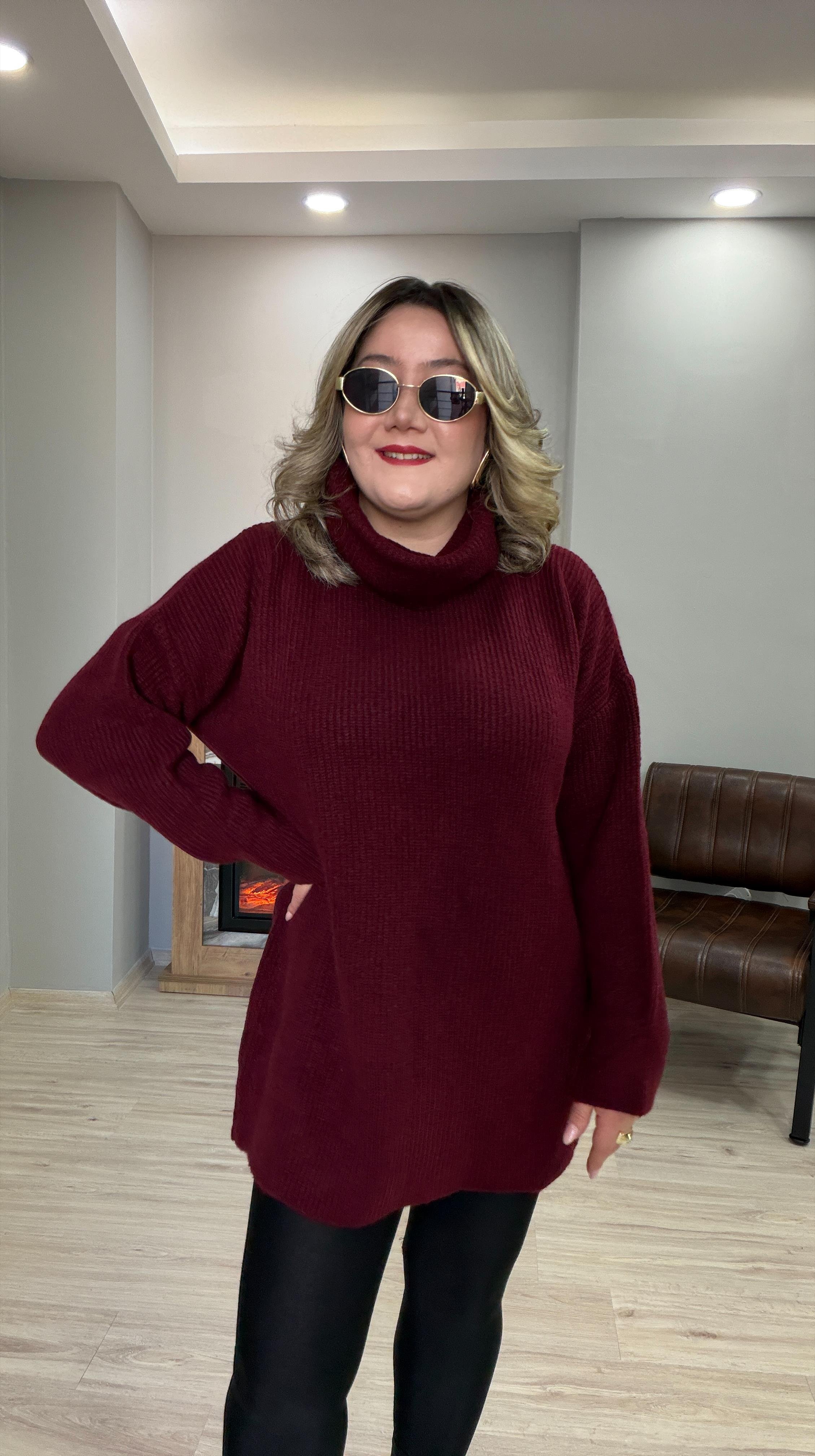 DEGAJE YAKA TUNİK KAZAK BORDO