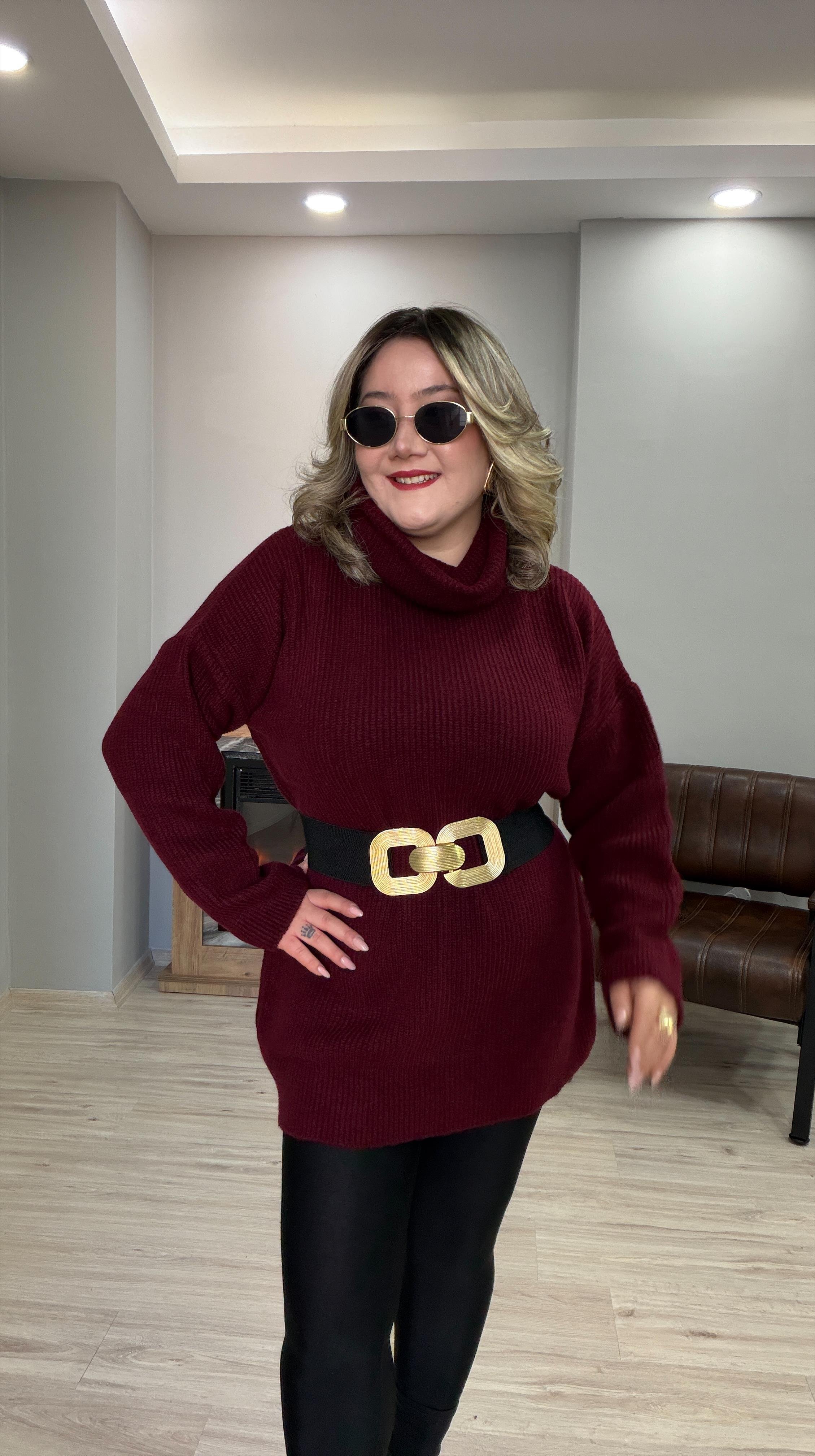DEGAJE YAKA TUNİK KAZAK BORDO