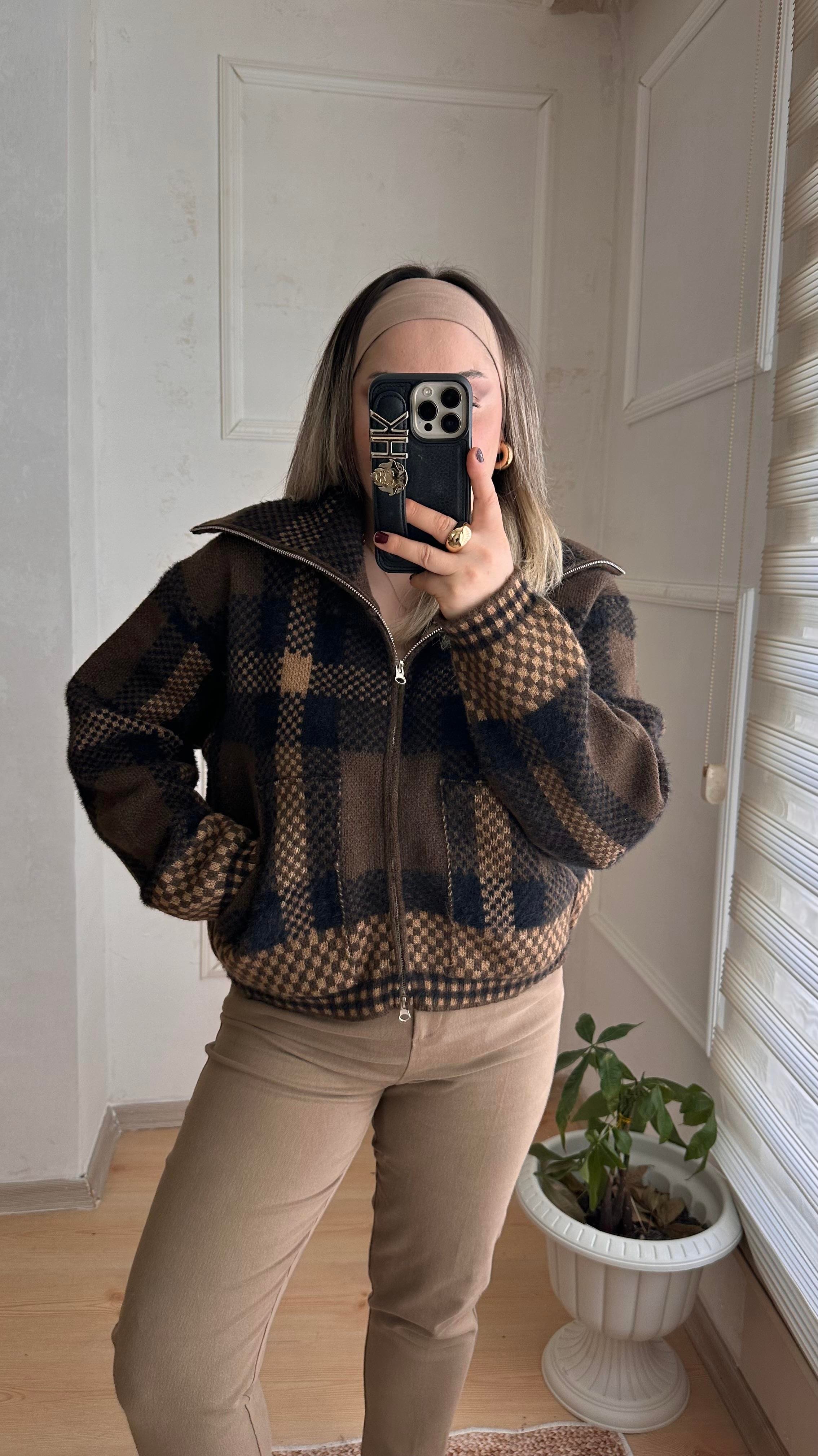 EKOSE DESEN FERMUARLI BOMBER HIRKA