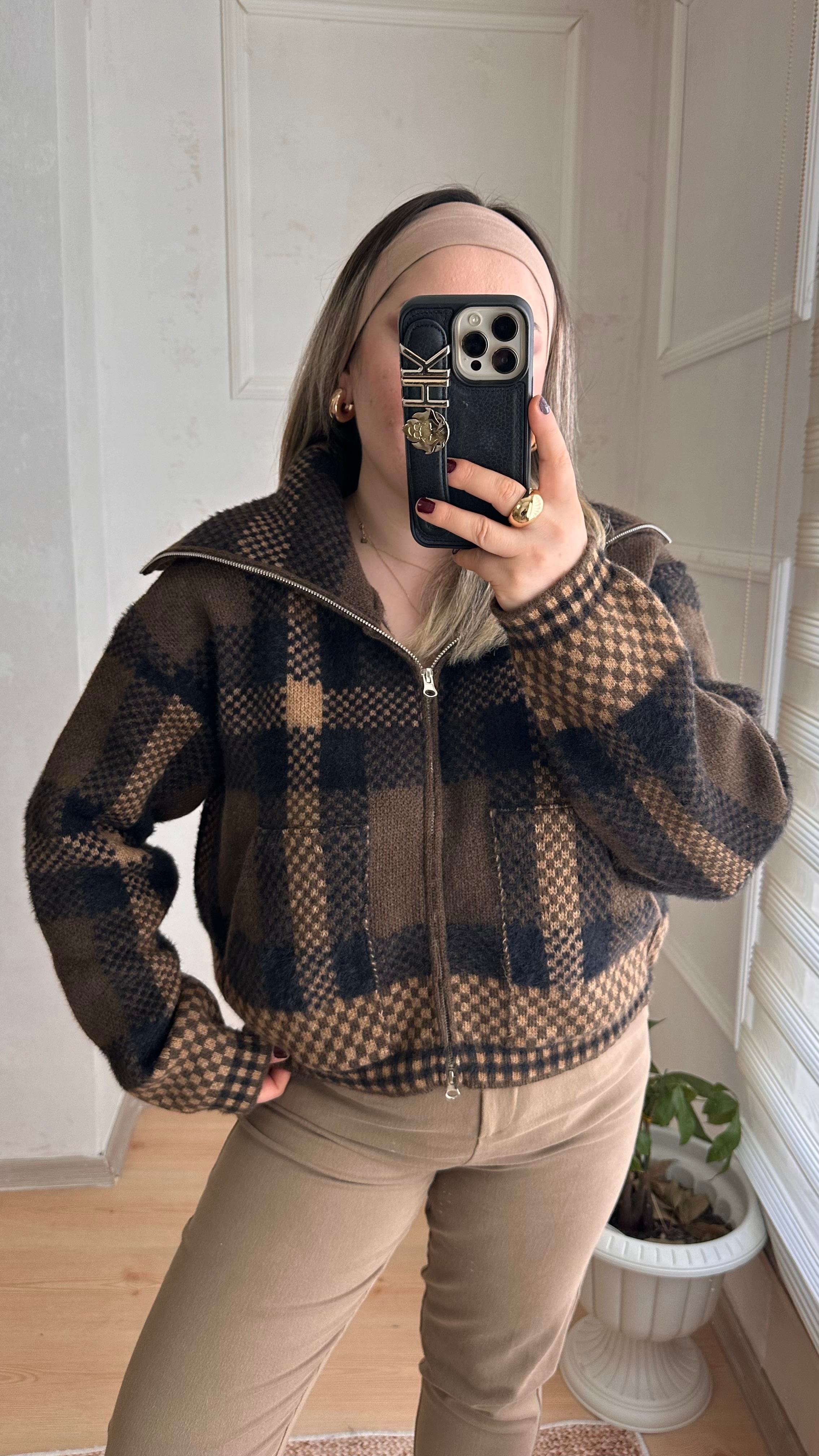 EKOSE DESEN FERMUARLI BOMBER HIRKA