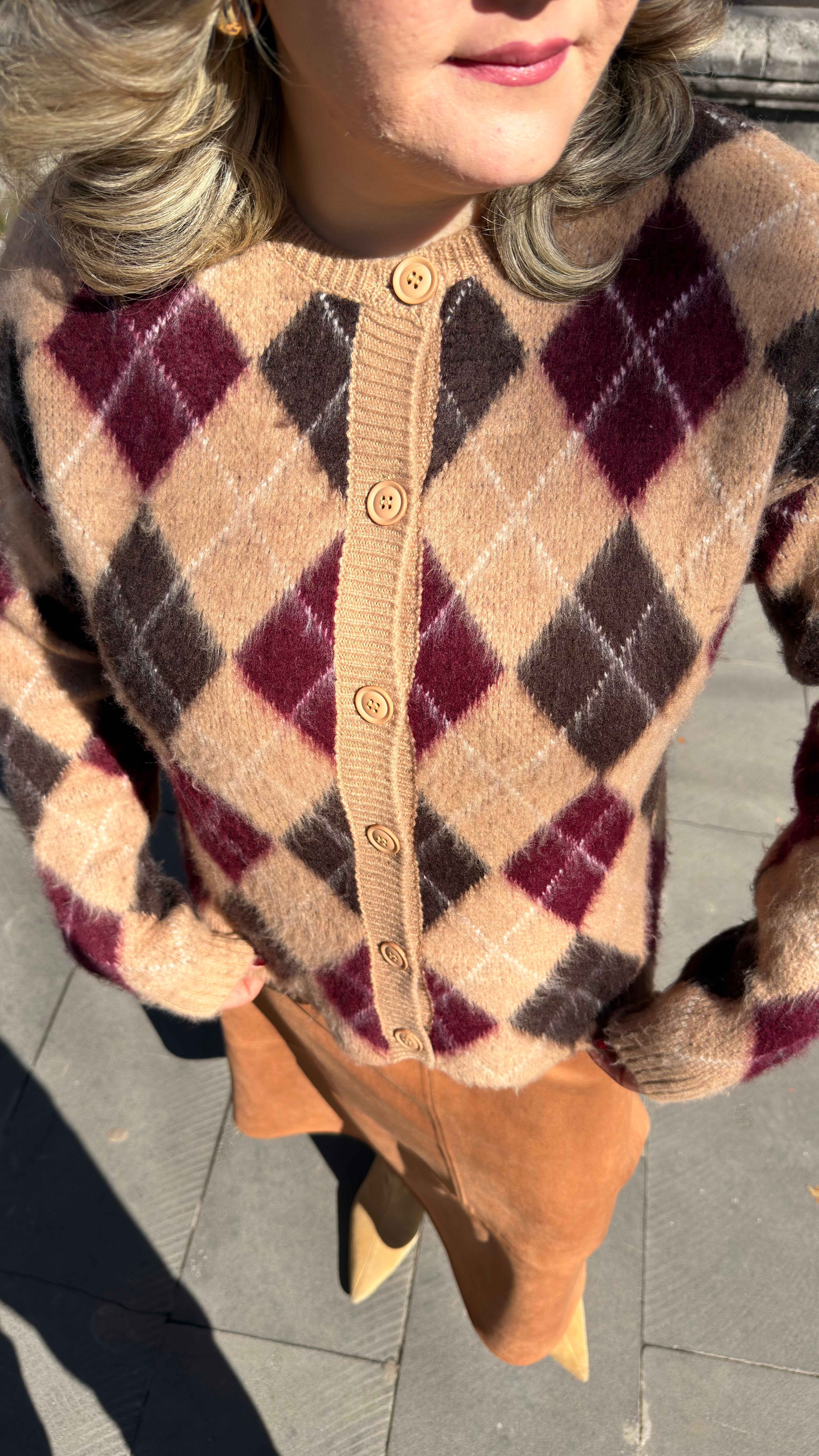 EKOSE DESEN TİFTİK HIRKA CAMEL