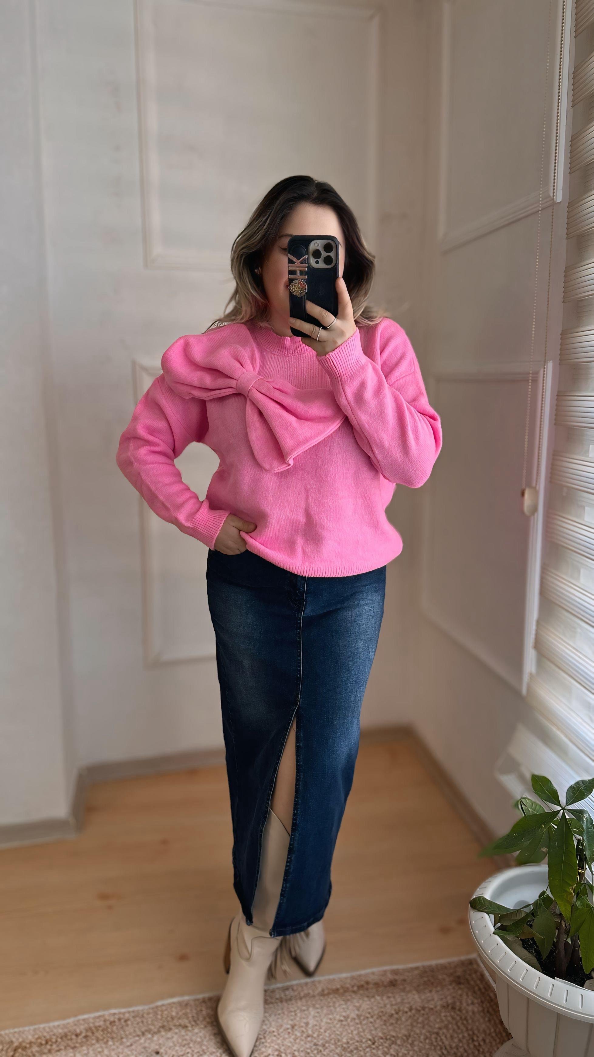 FİYONKLU TRİKO KAZAK PEMBE