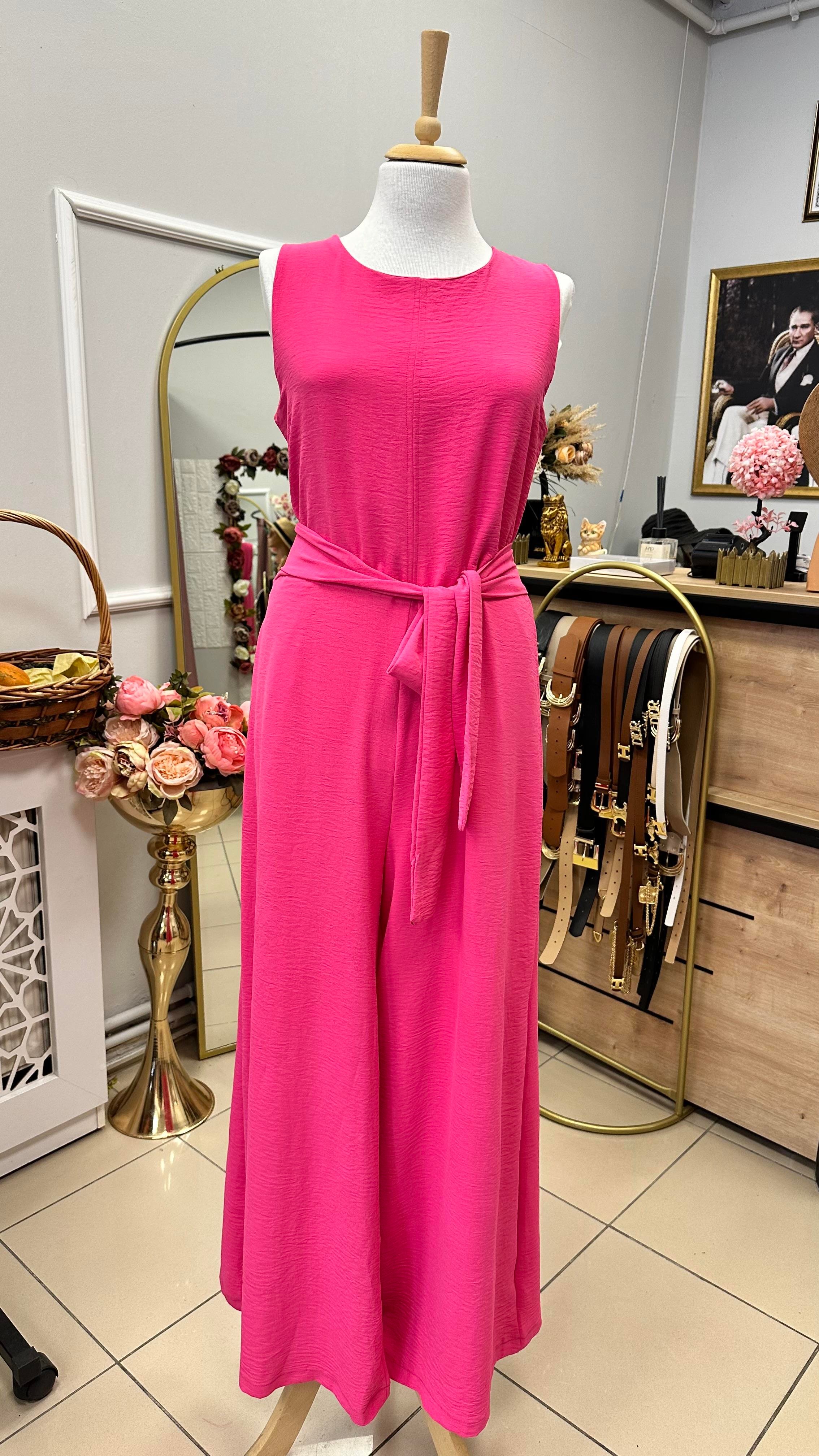 FRAPAN BELDEN KUŞAKLI TULUM PEMBE