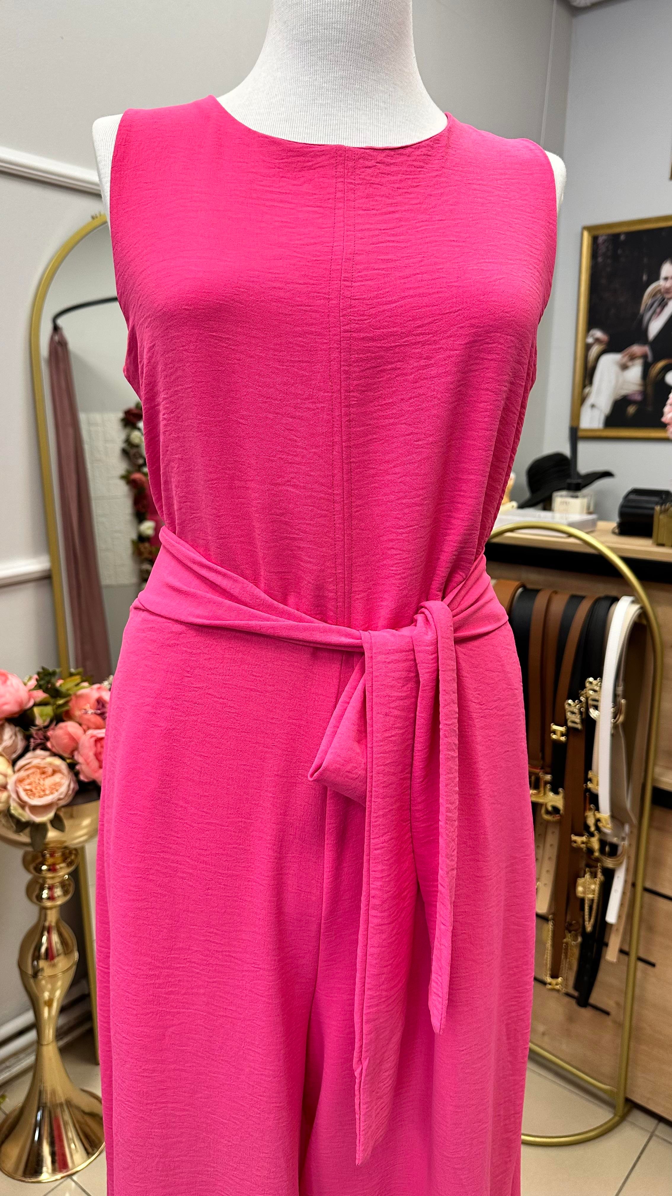 FRAPAN BELDEN KUŞAKLI TULUM PEMBE