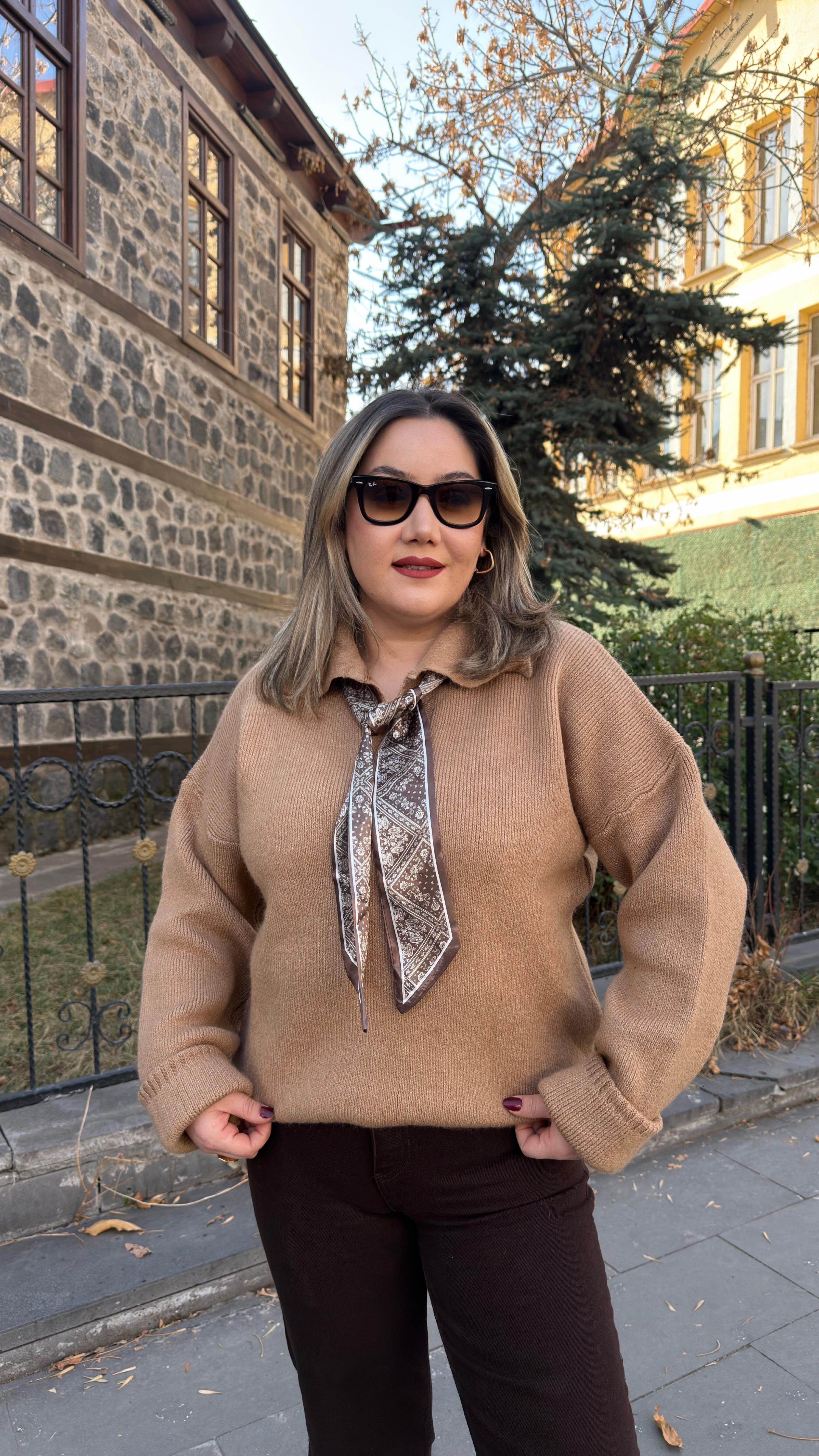 FULARLI POLO YAKA KAZAK CAMEL