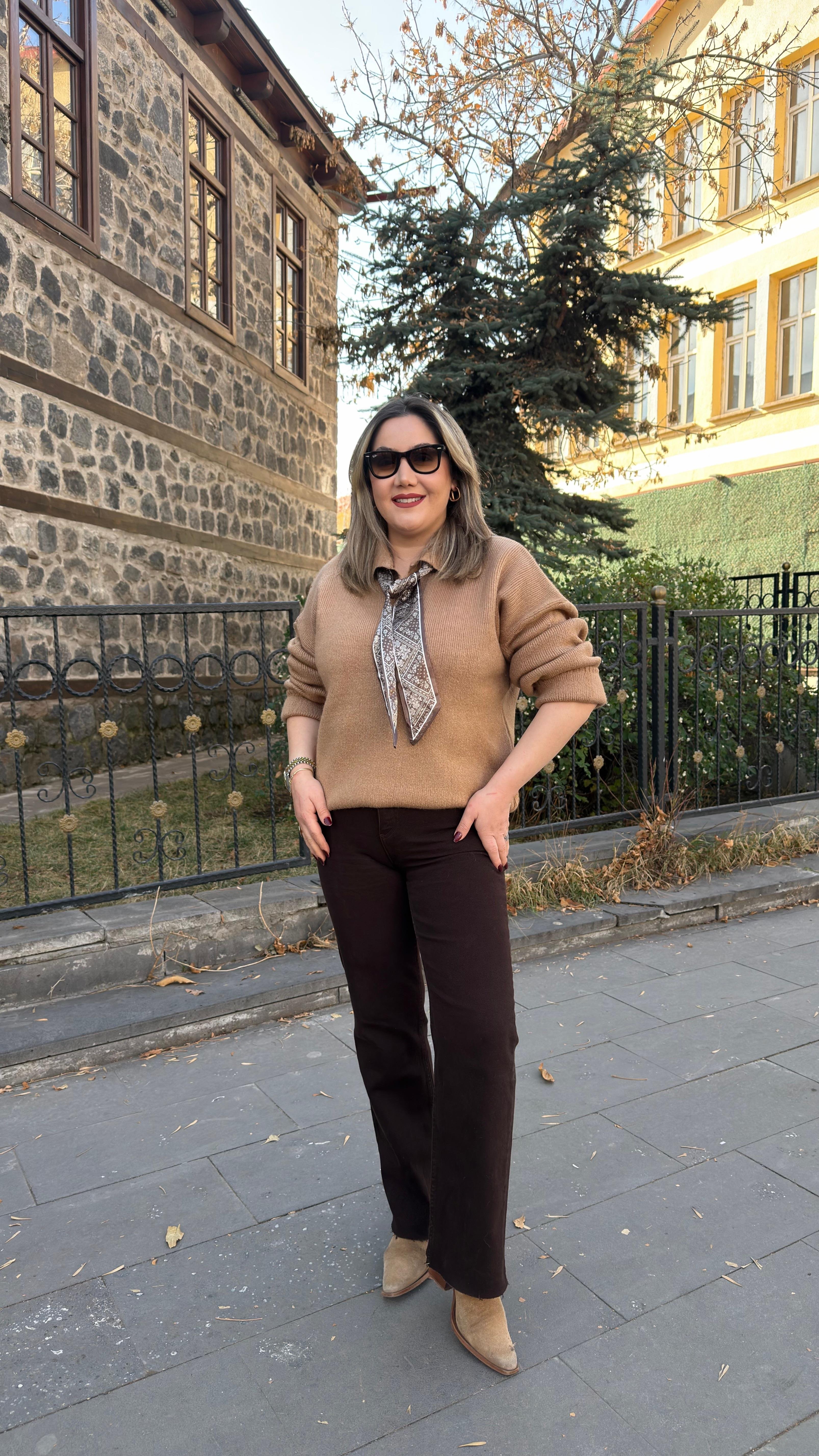 FULARLI POLO YAKA KAZAK CAMEL