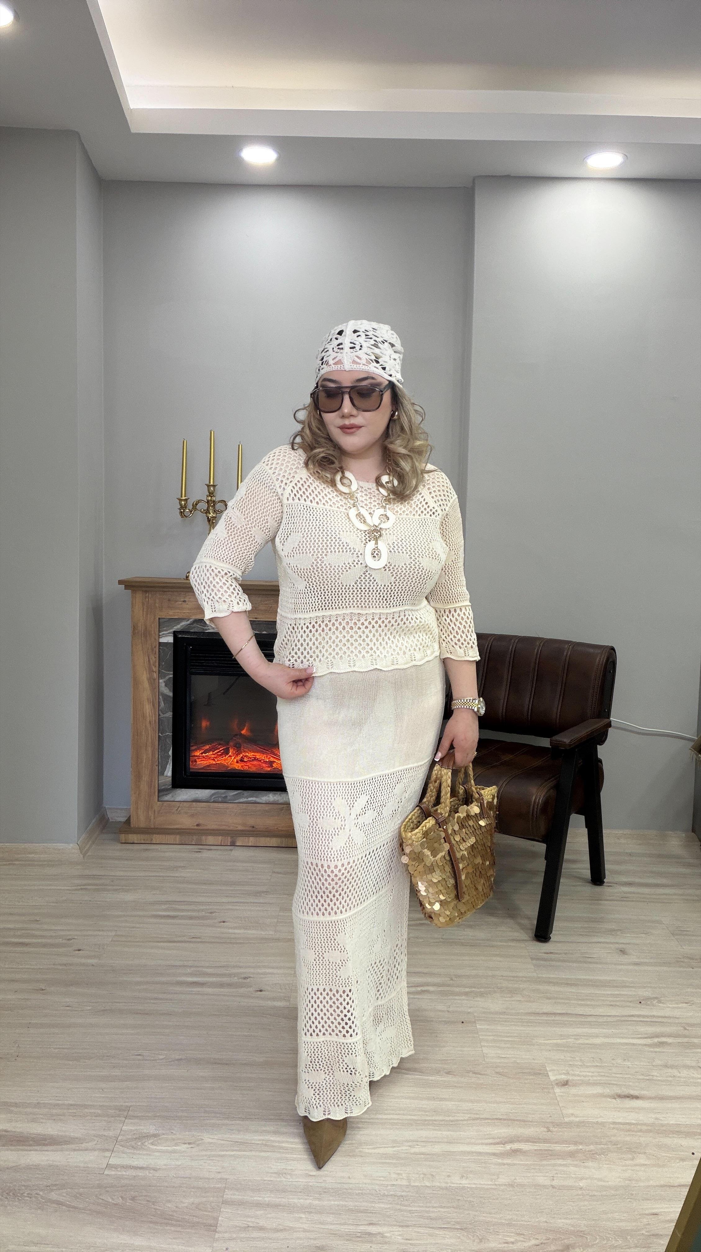 GÜPÜR DETAYLI TRİKO İKİLİ TAKIM 