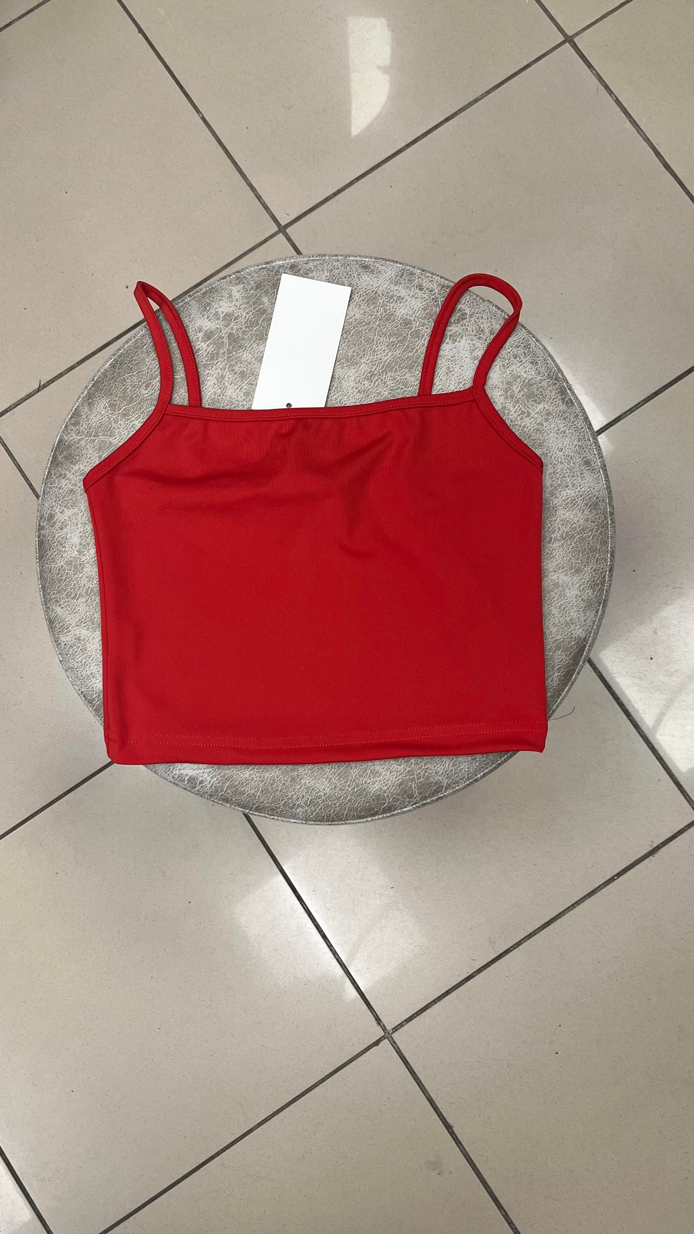 ip askılı sandy kumaş crop kırmızı