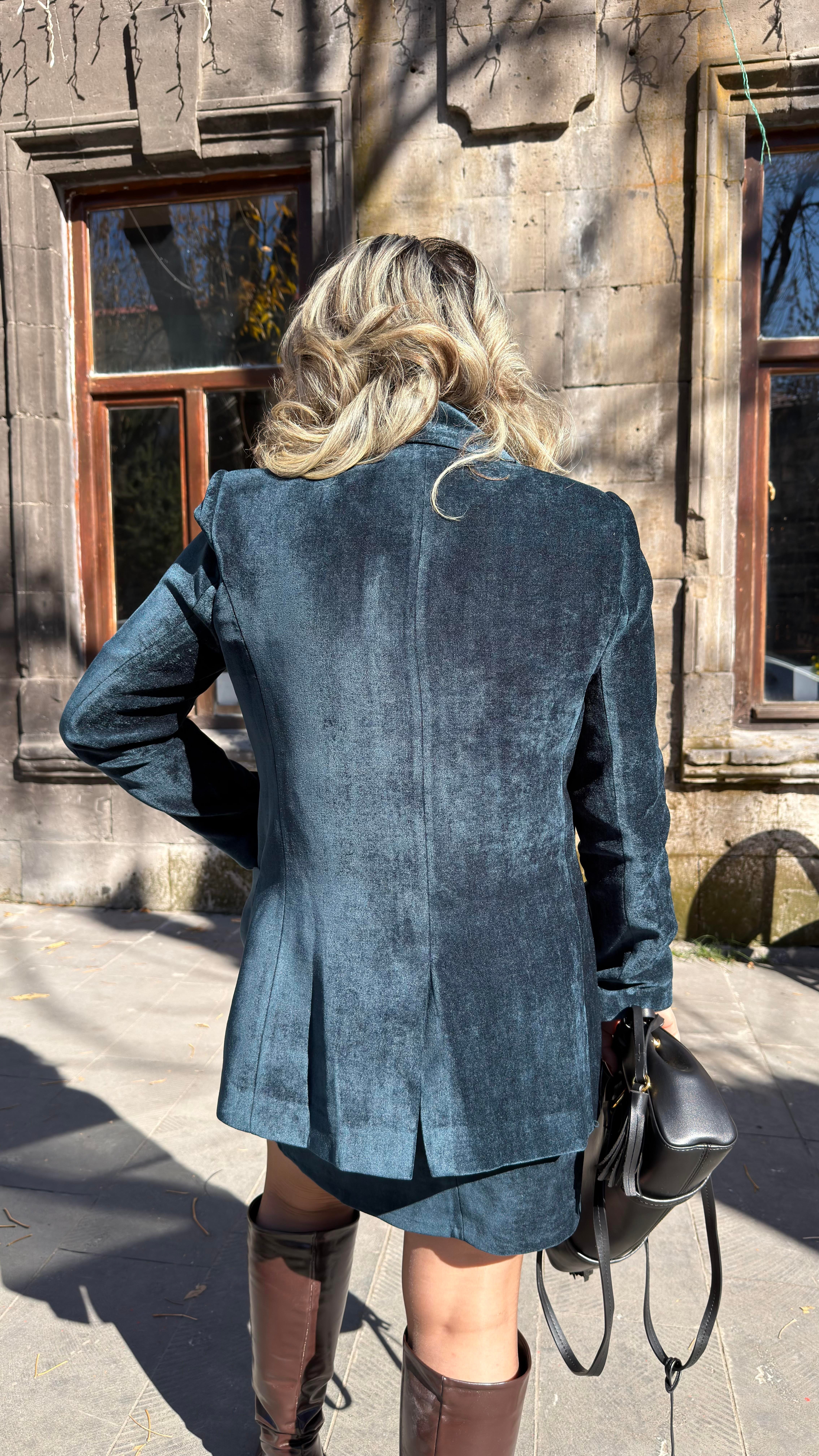 KADİFE BLAZER CEKET PETROL YEŞİL 