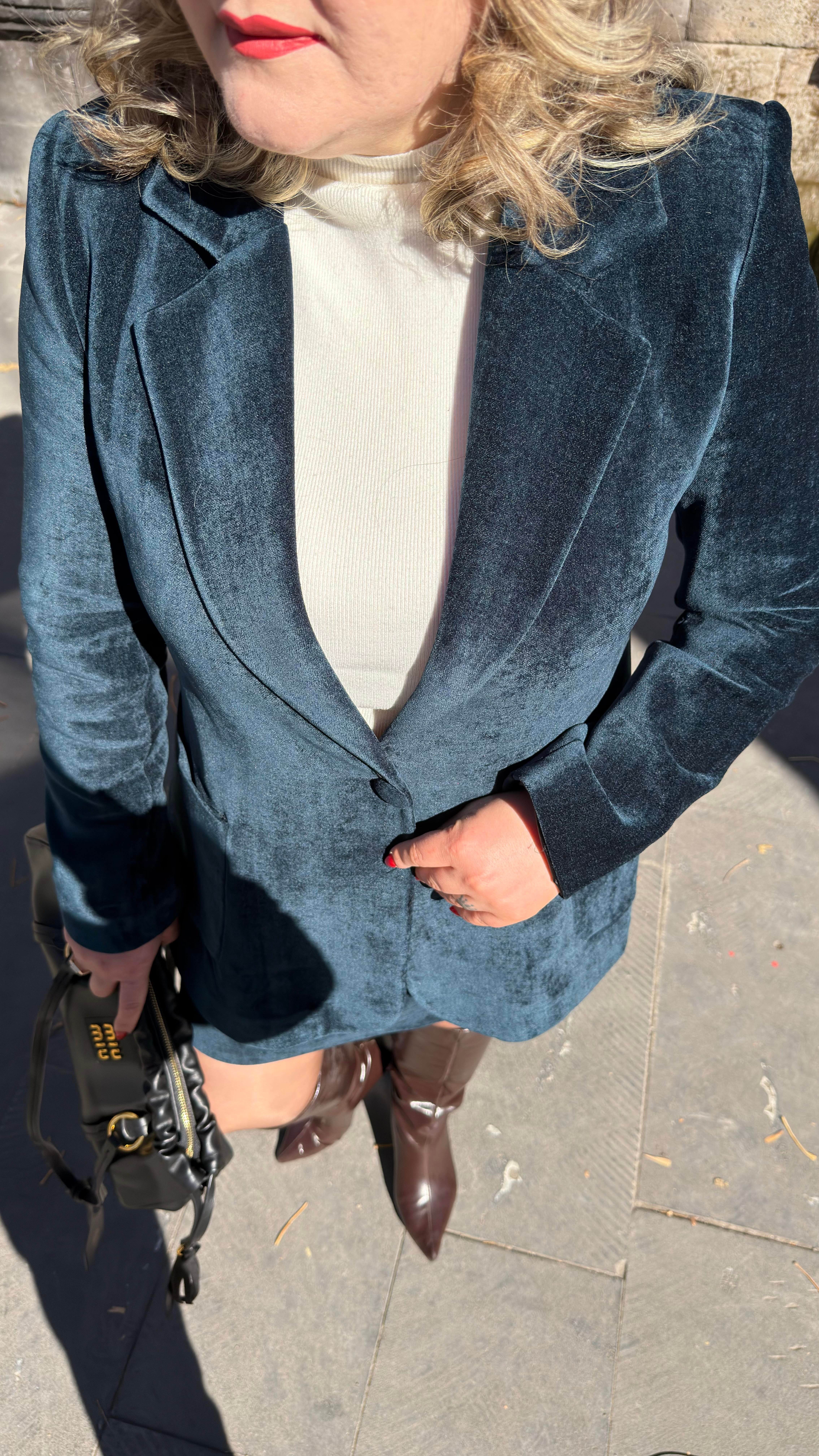 KADİFE BLAZER CEKET PETROL YEŞİL 