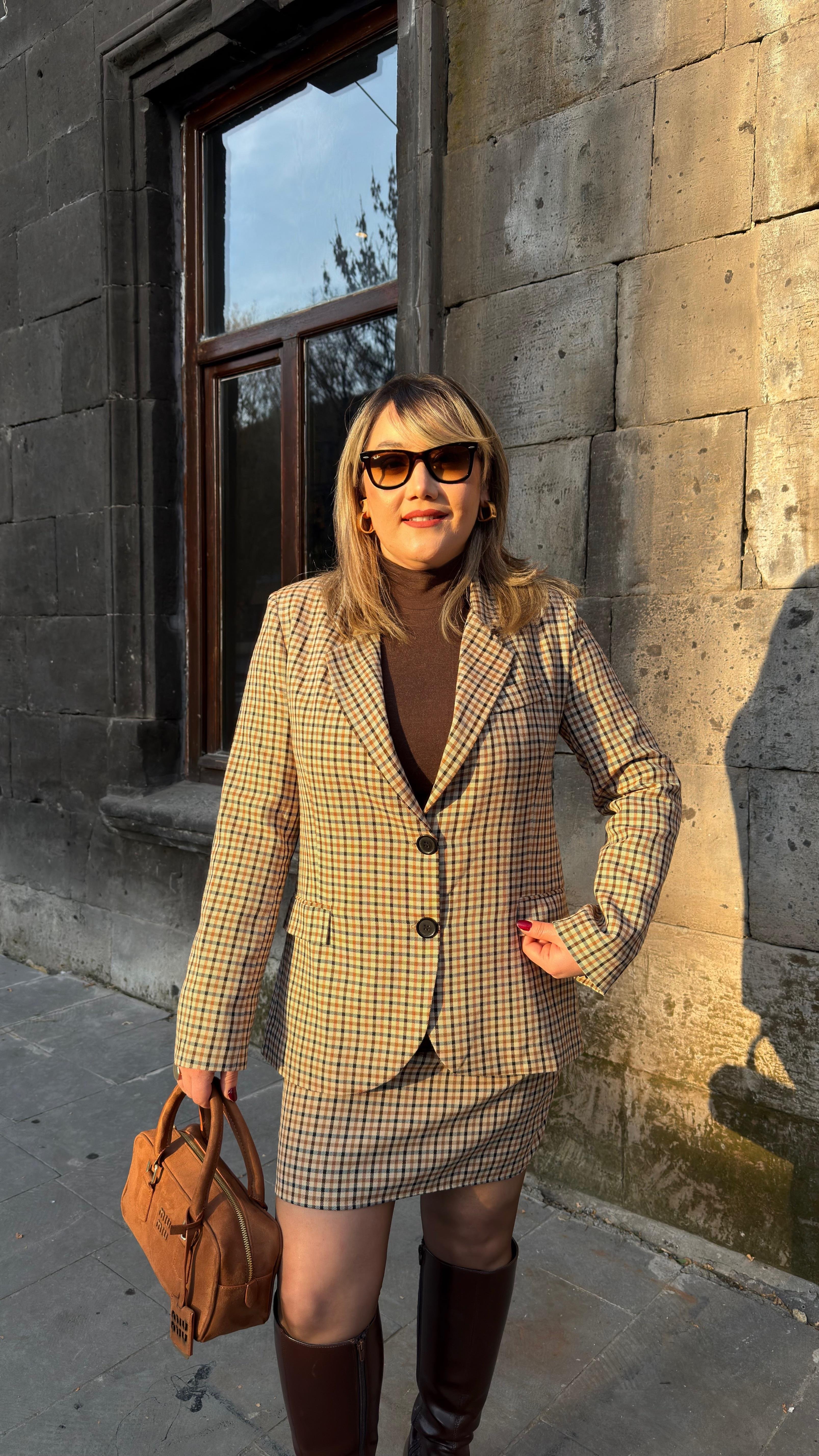 KARELİ DÜĞME DETAYLI BLAZER CEKET 