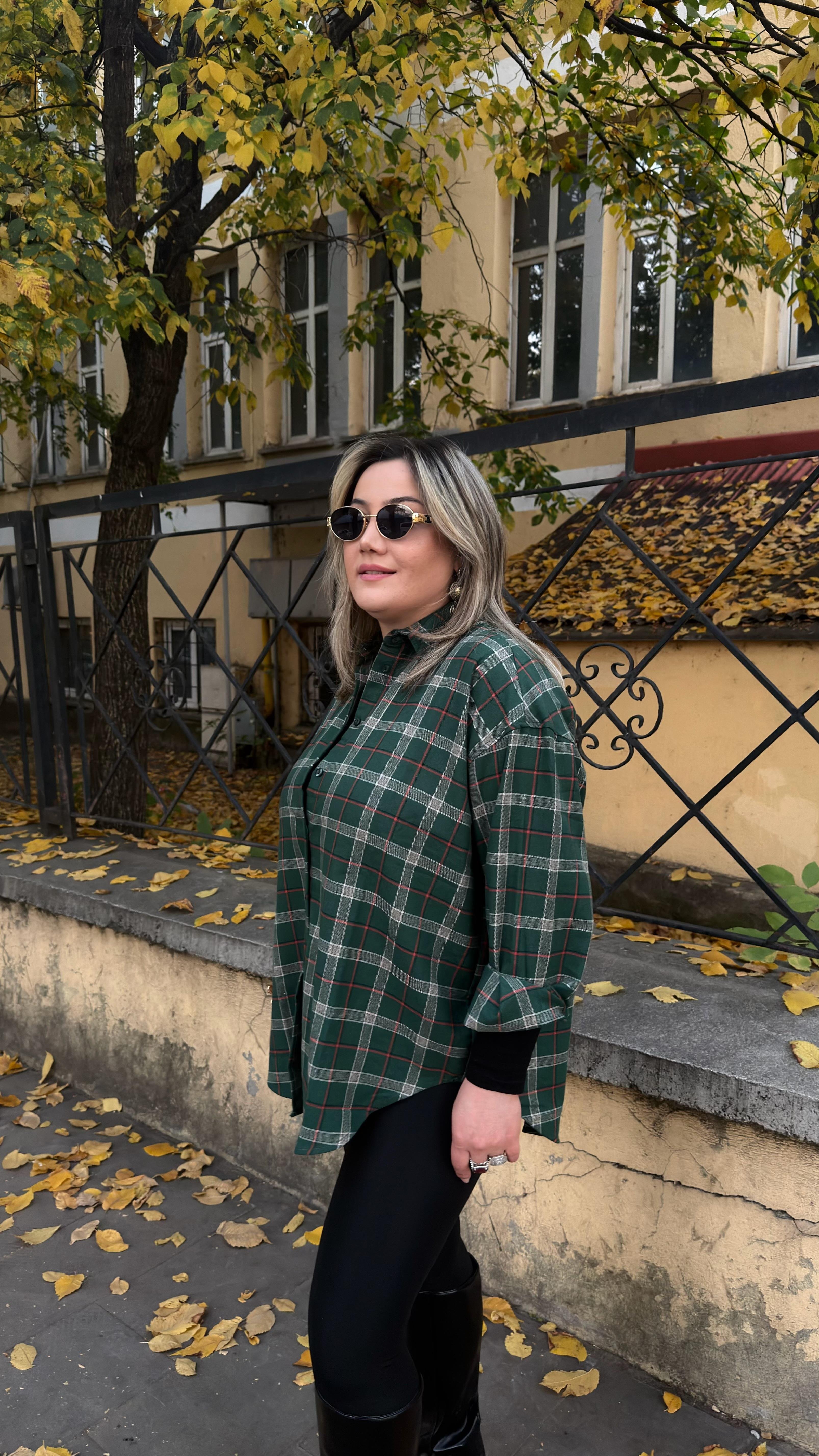 KAŞE KARELİ ODUNCU GÖMLEK YEŞİL