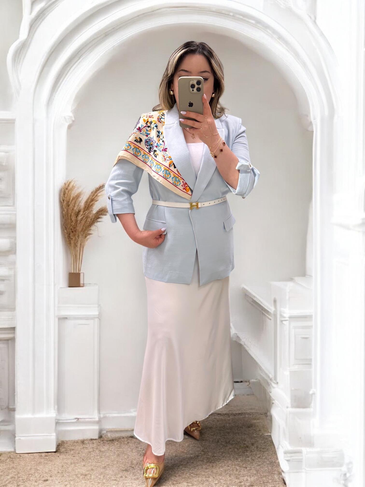 KATLAMALI KOL DETAYLI BLAZER BEBE MAVİ