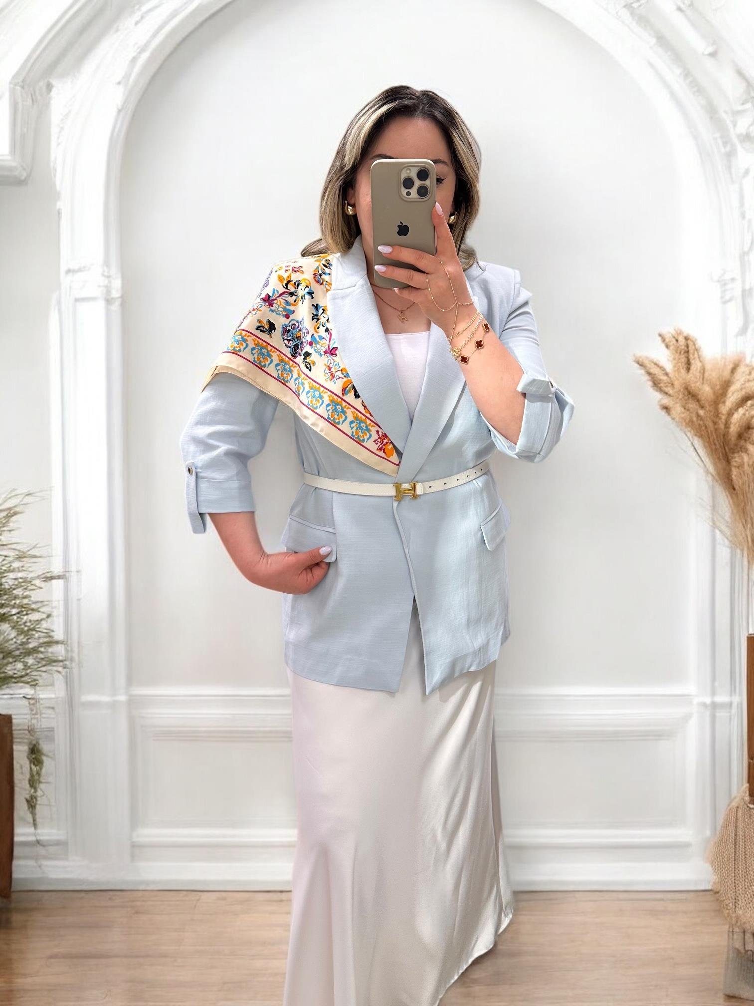 KATLAMALI KOL DETAYLI BLAZER BEBE MAVİ