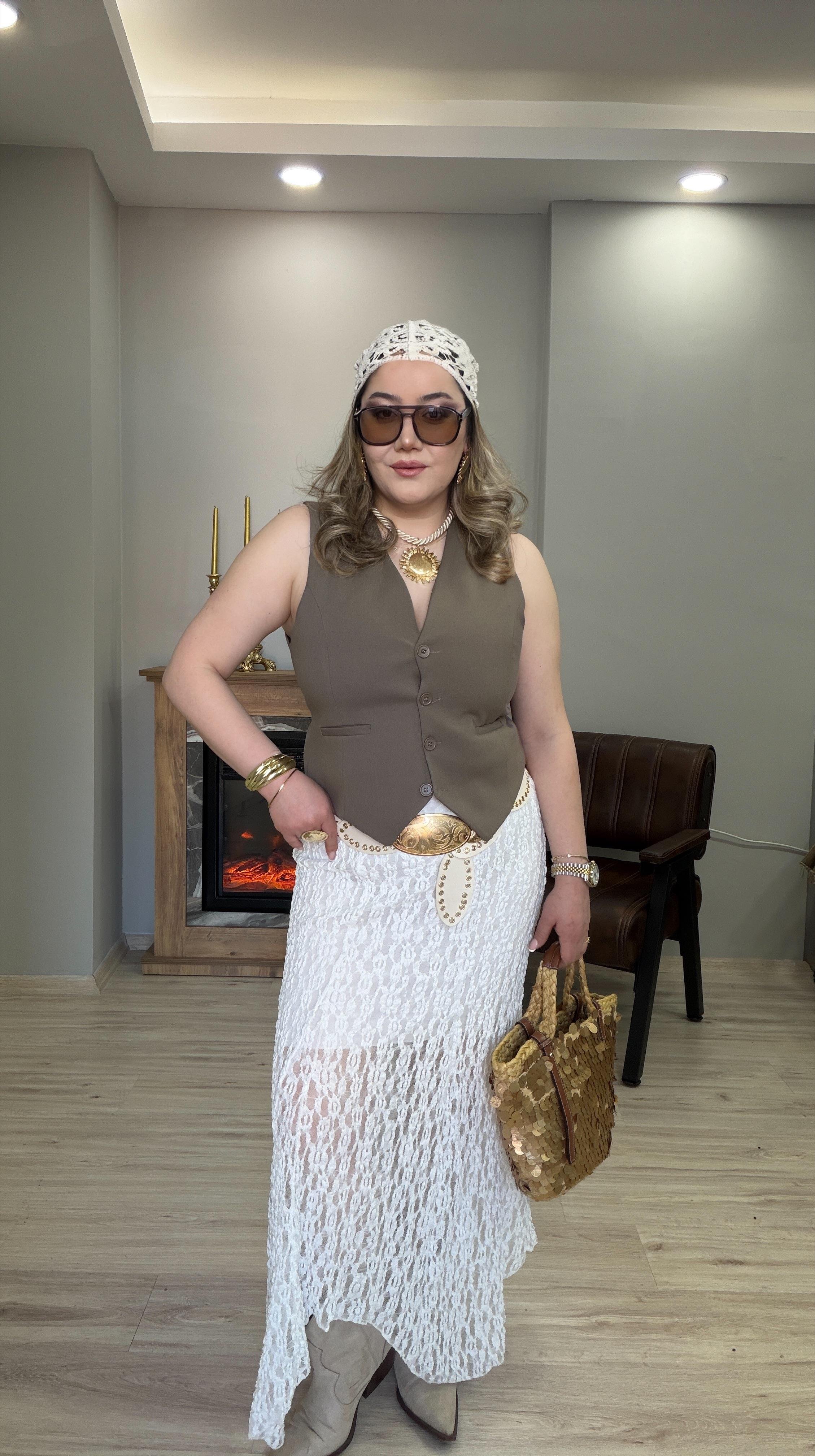 KEMER DETAYLI CEPKEN YELEK VİZON
