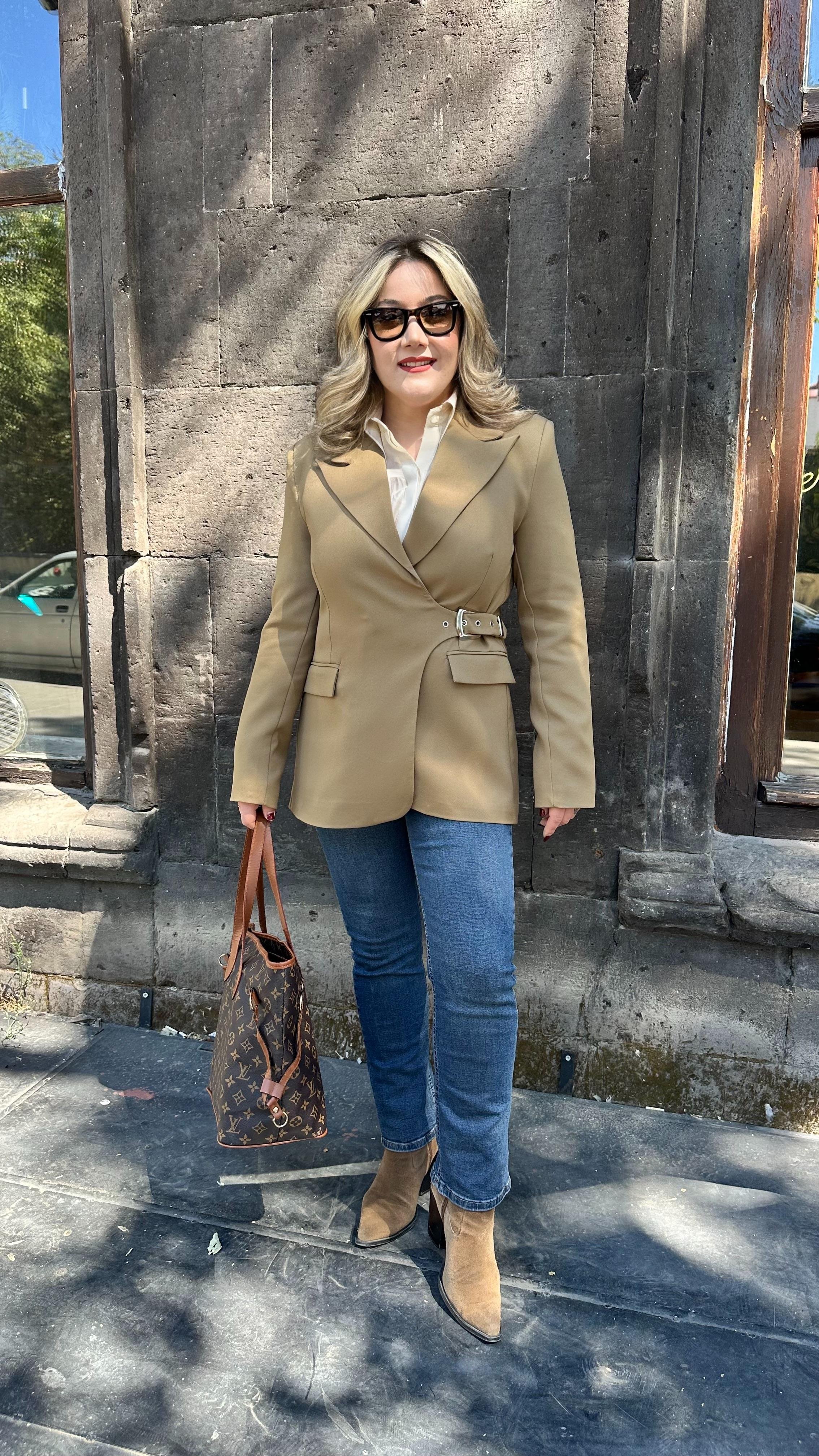 KEMERLİ KRUVAZE BLAZER CEKET HAKİ
